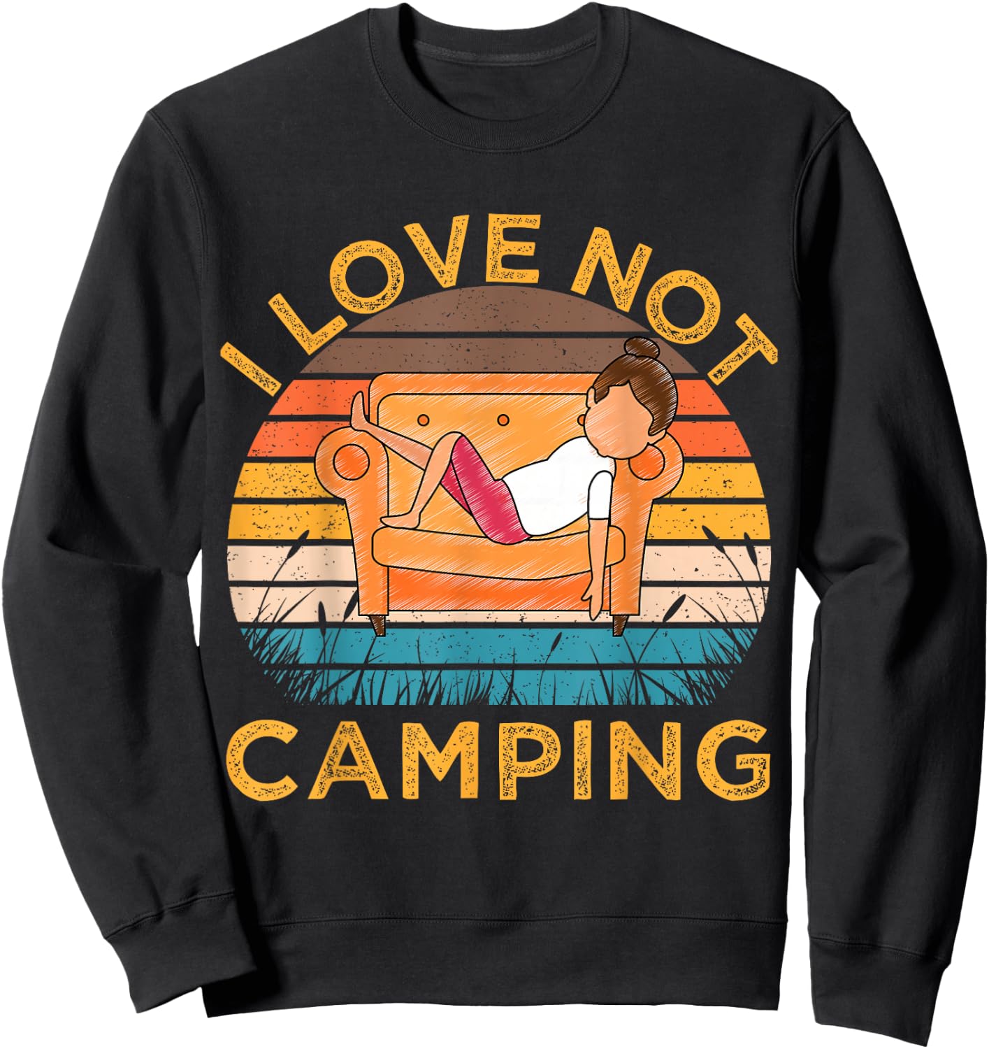 Indoorsy Girls I Love Not Camping Vintage Homebody Mom Girl Sweatshirt - Sweatshirt | Black