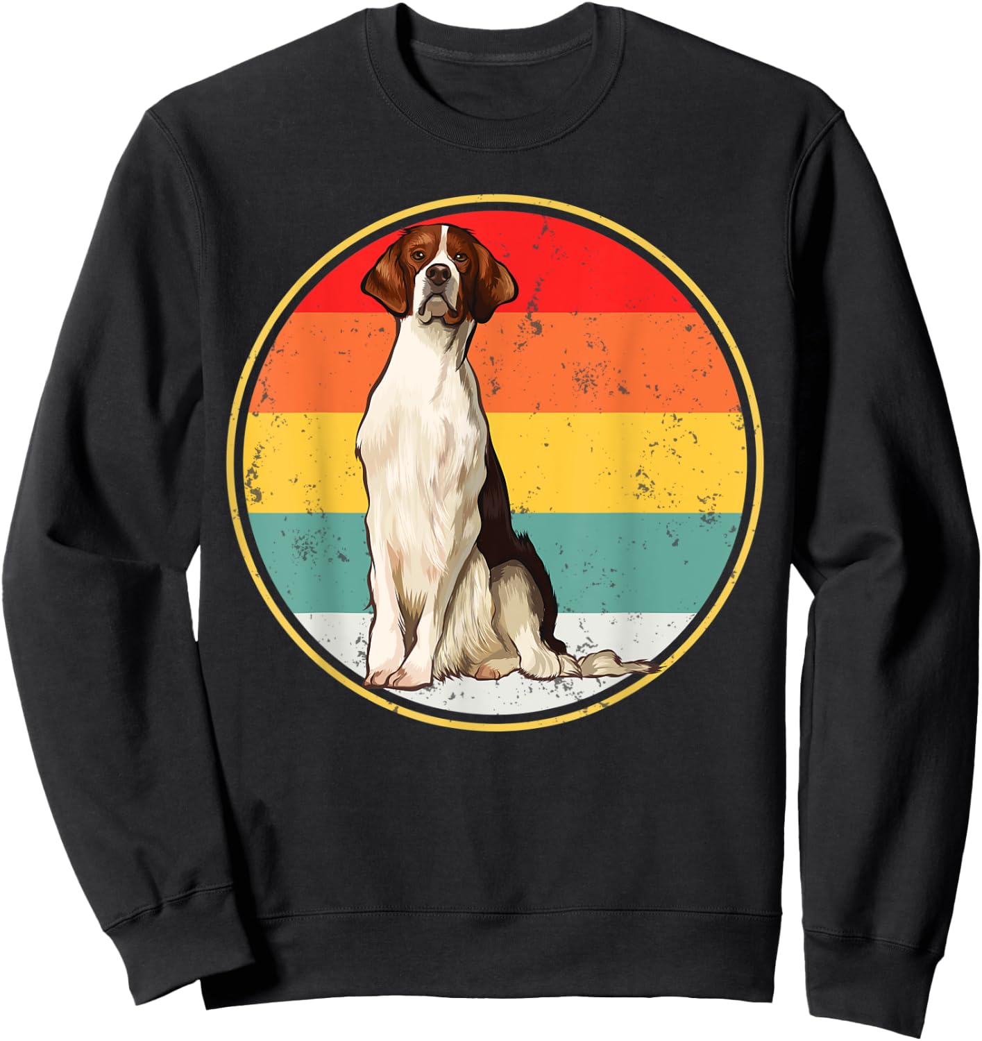 Vintage Retro Sunset Irish Red and White Setter Dog Women Sweatshirt - Sweatshirt | Black