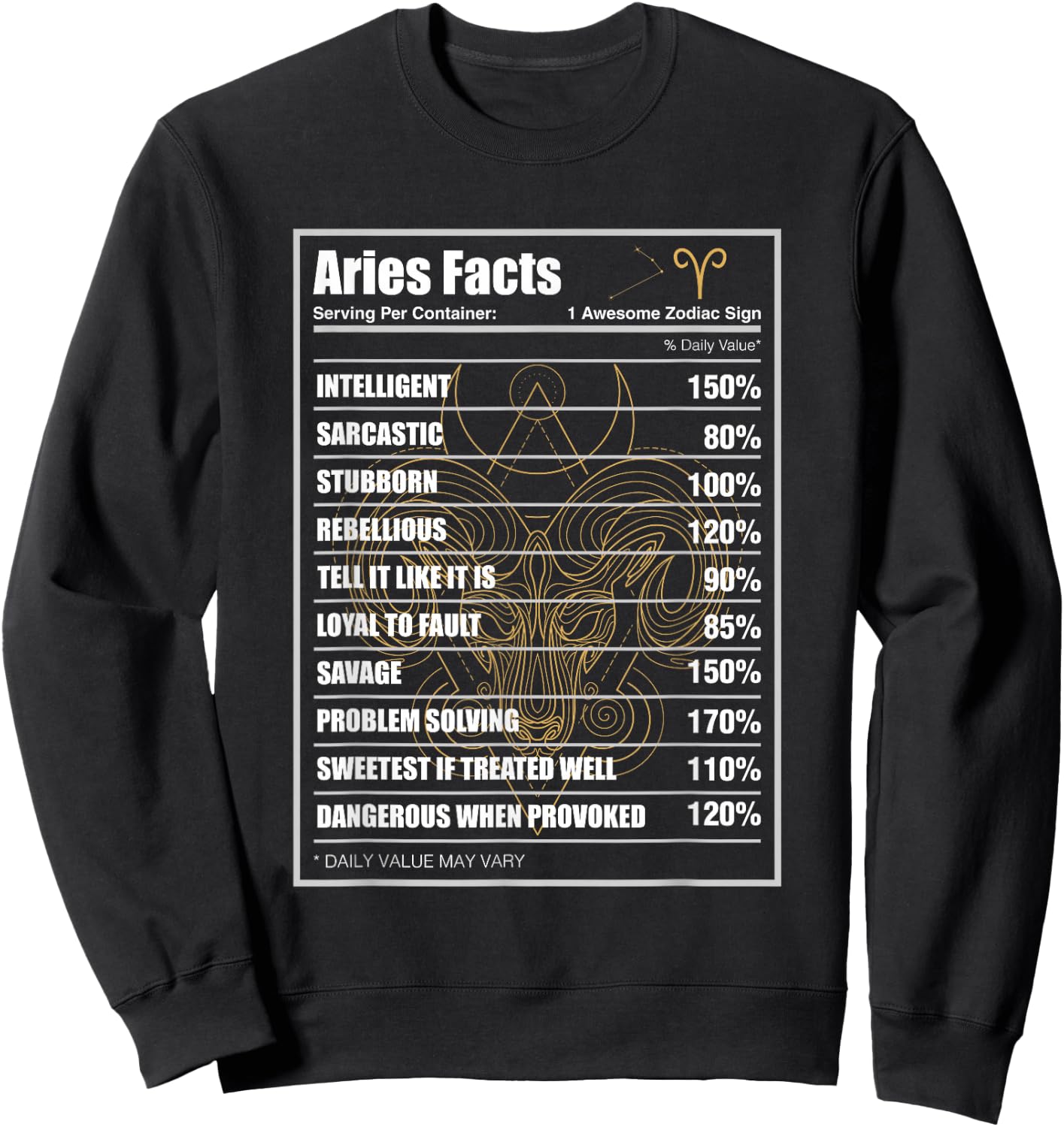 Aries Facts Zodiac Sign Sweatshirt - Sweatshirt | Black
