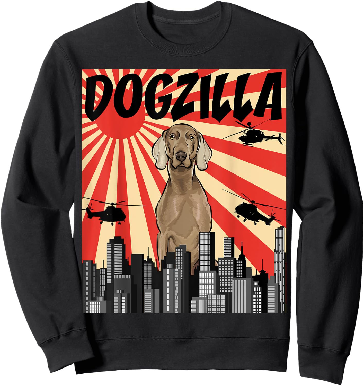 Funny Retro Japanese Dogzilla Weimaraner Sweatshirt - Sweatshirt | Black