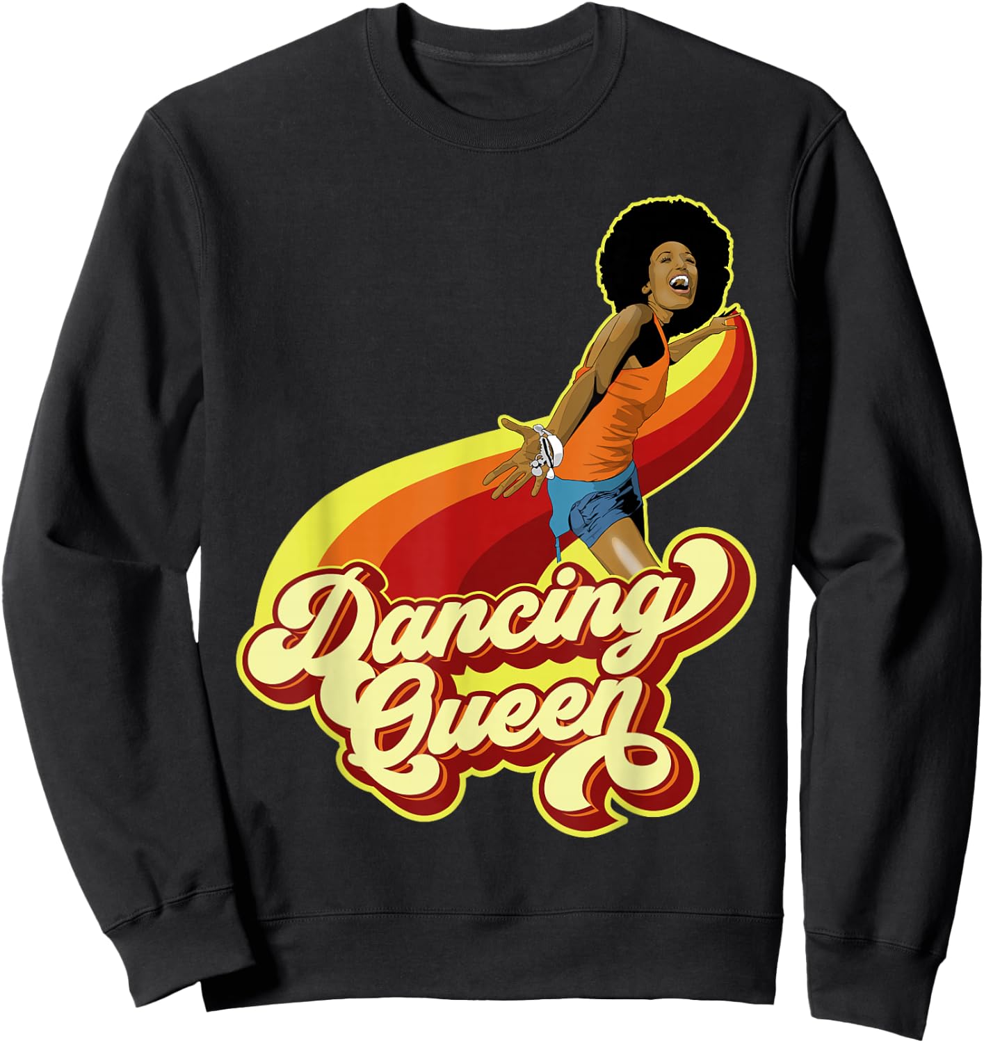 70s Dancing Afro Funk Queen Sweatshirt - Sweatshirt | Black