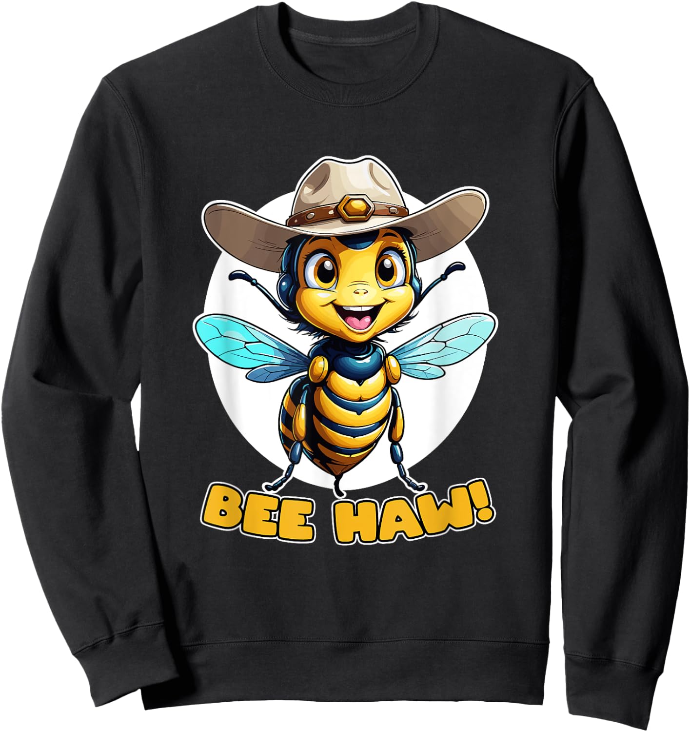 Funny Bee Haw Bumblebee Girl Cowboy Hat Sweatshirt - Sweatshirt | Black