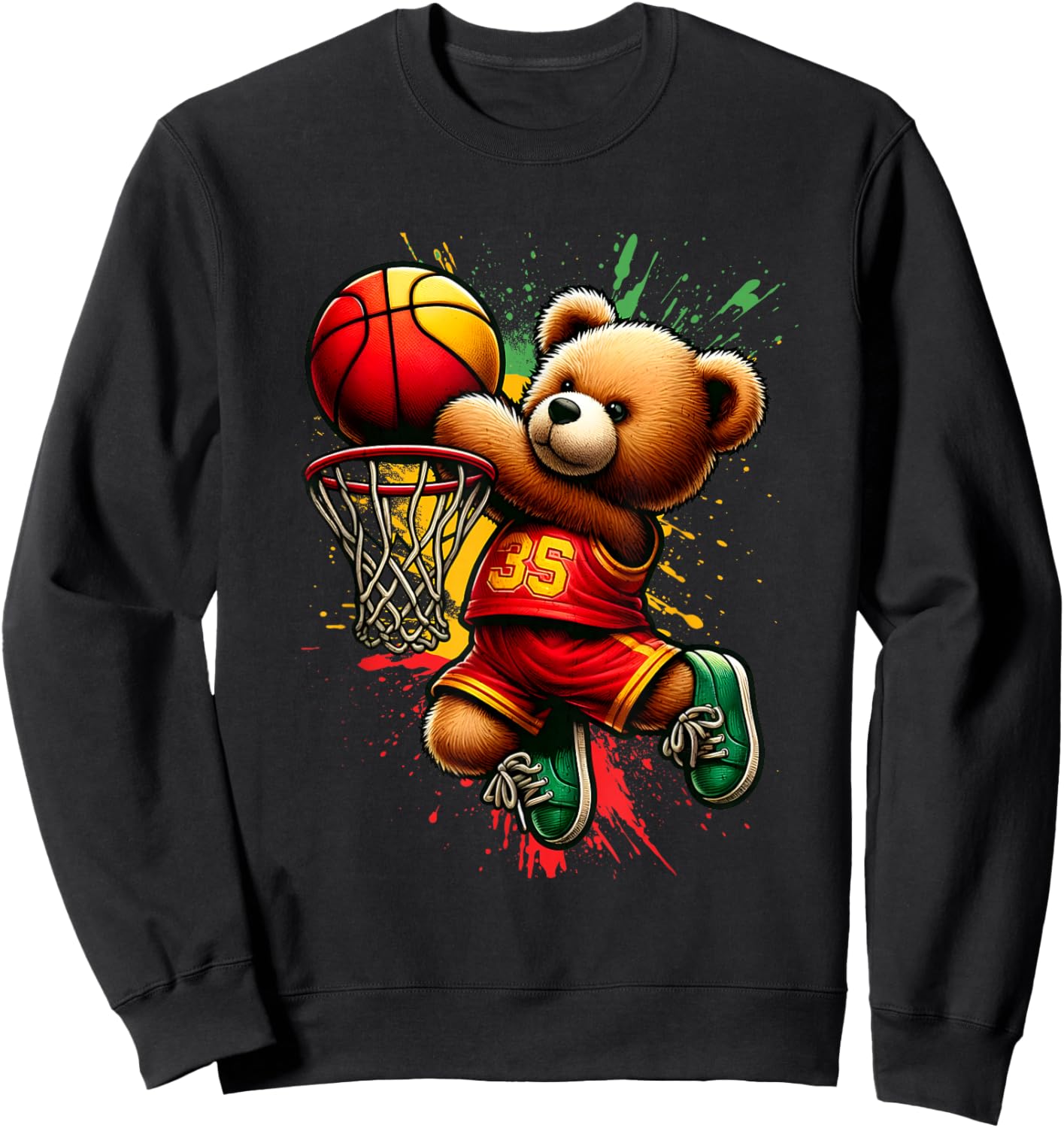 Black King Dunking Basketball Black history Teddy Bear 1865 Sweatshirt - Sweatshirt | Black