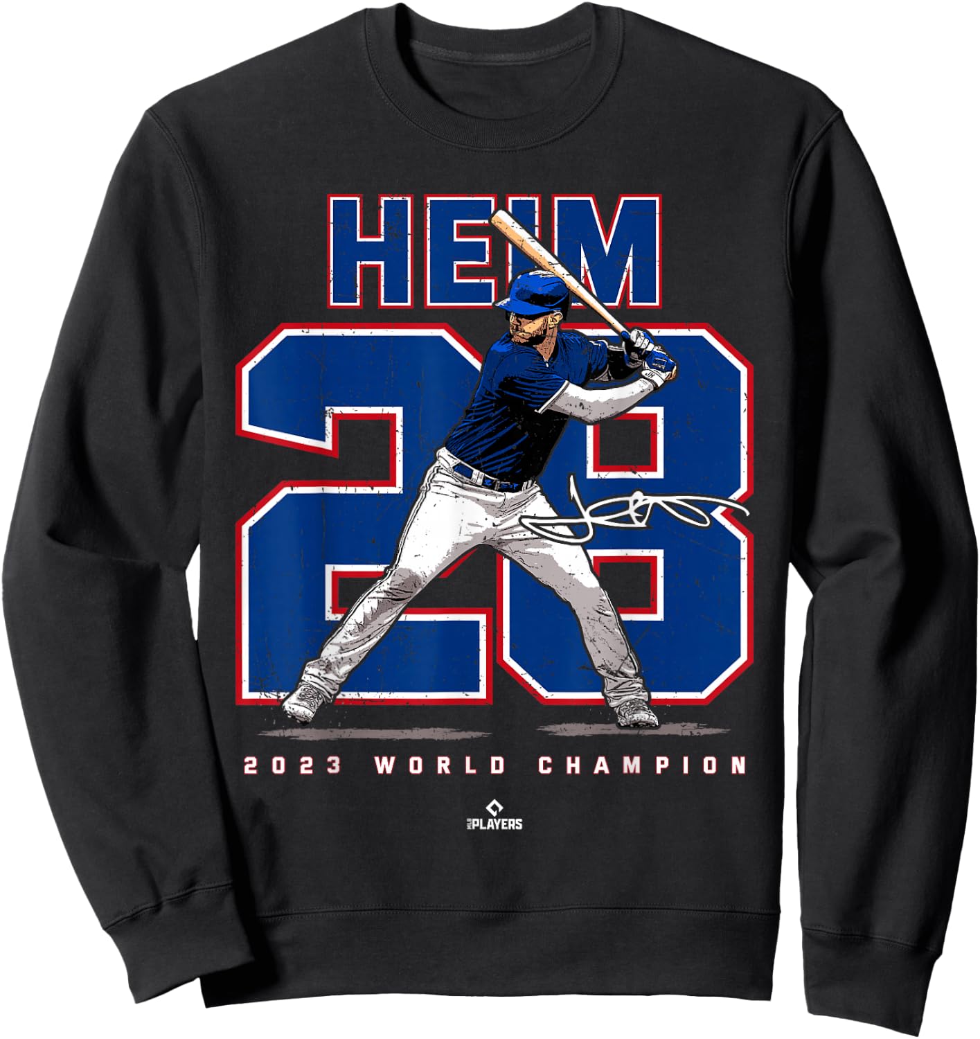 Player Number 2023 World Champion Jonah Heim Texas MLBPA Sweatshirt - Sweatshirt | Black