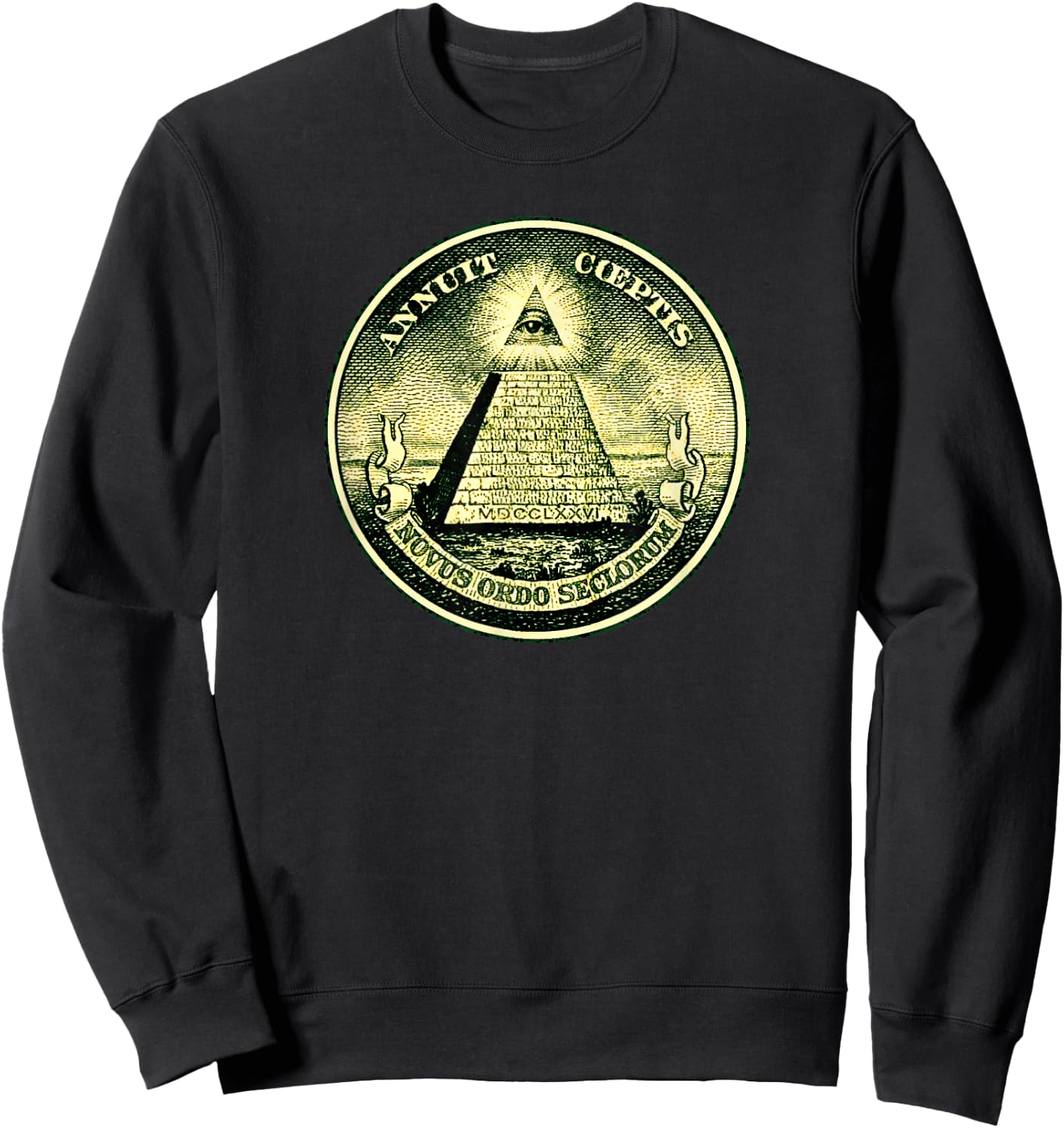Dollar, all-seeing eye, symbol, masonic, pyramid, triangle Sweatshirt - Sweatshirt | Black