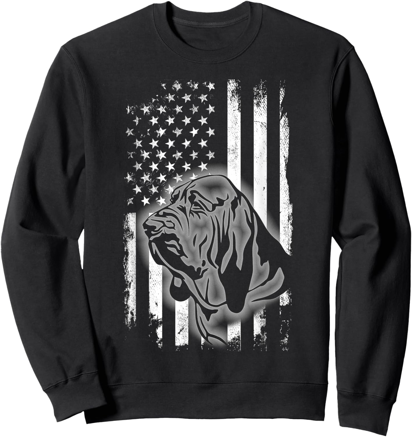 Bloodhound American Flag Cool USA Patriotic Dog Lover Gift Sweatshirt - Sweatshirt | Black