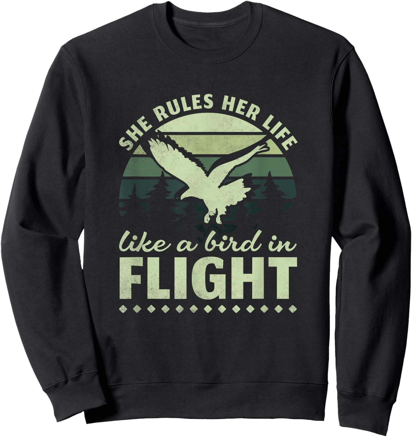 She Rules Her Life Like A Bird In Flight, Birder Sweatshirt - Sweatshirt | Black