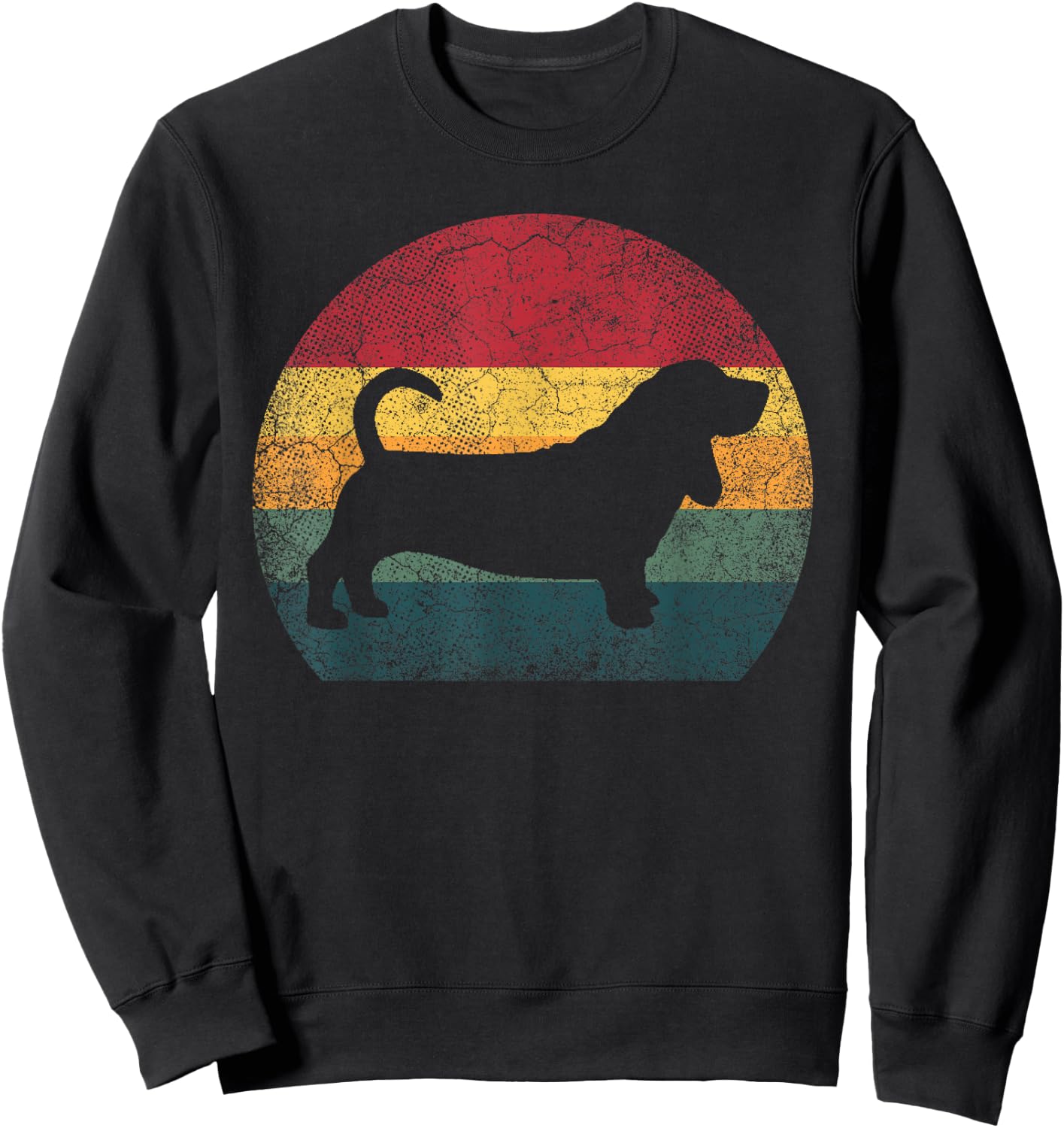 Basset Hound Dog Vintage Distressed Retro Style Men Women Sweatshirt - Sweatshirt | Black