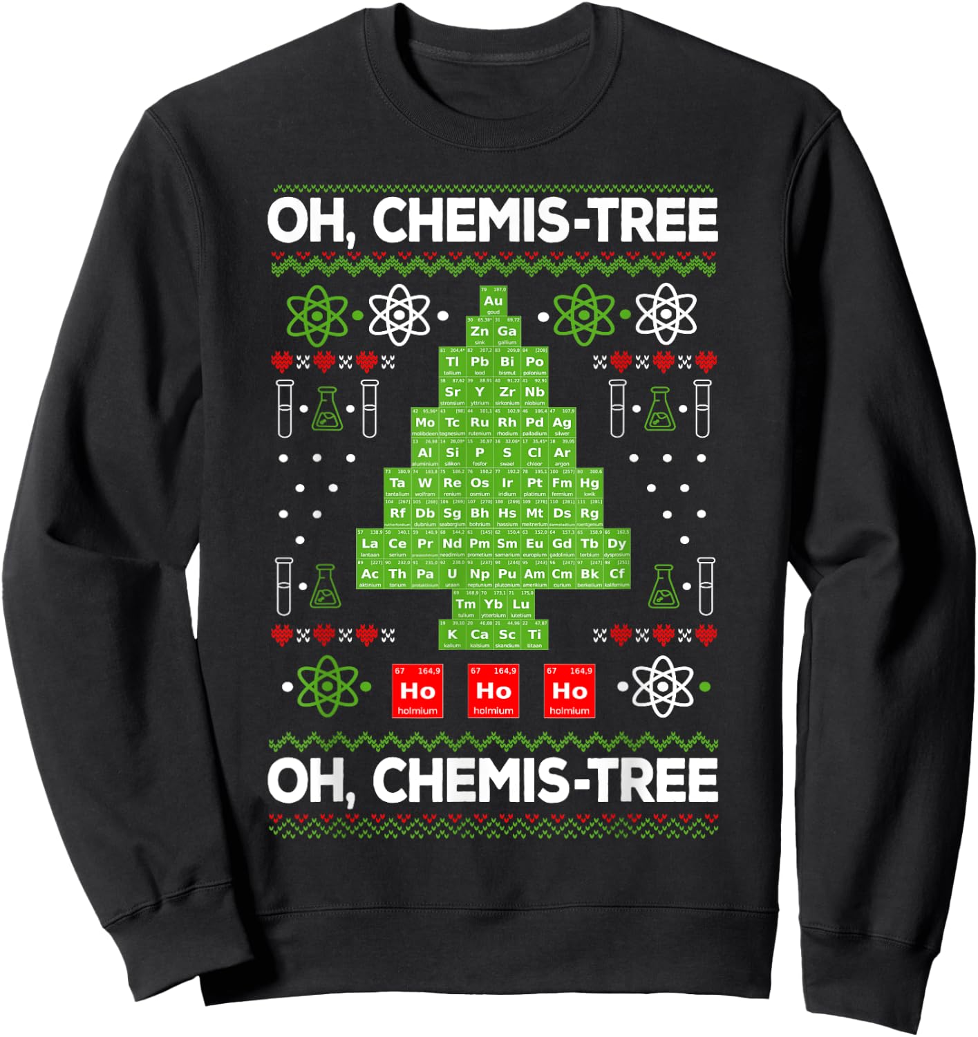 Periodic Table Tree Oh Chemistree Fun Chemistry Teacher Xmas Men Women Kids Sweatshirt - Sweatshirt | Black