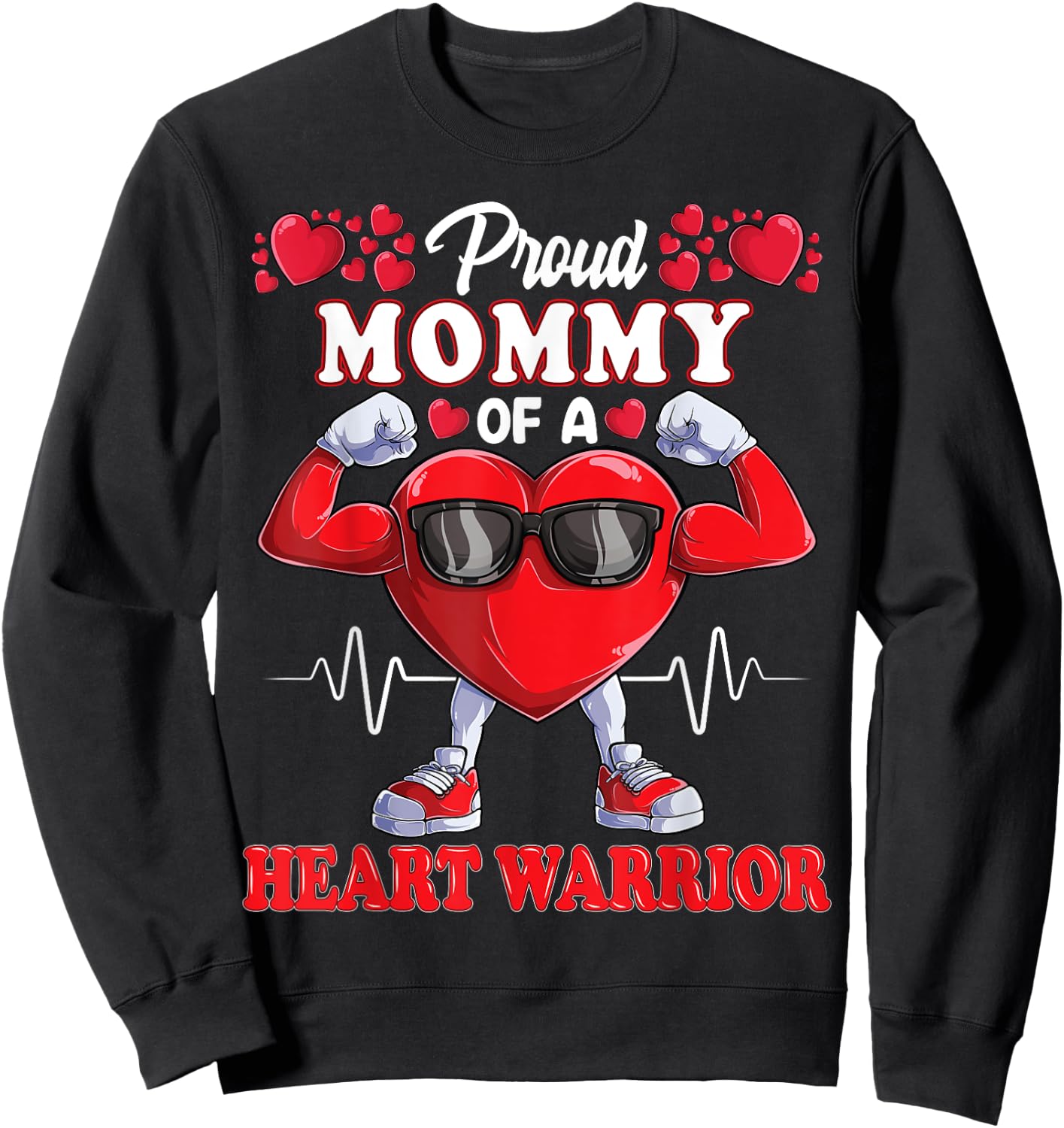 Proud Mommy of a Heart Warrior CHD Awareness Sweatshirt - Sweatshirt | Black