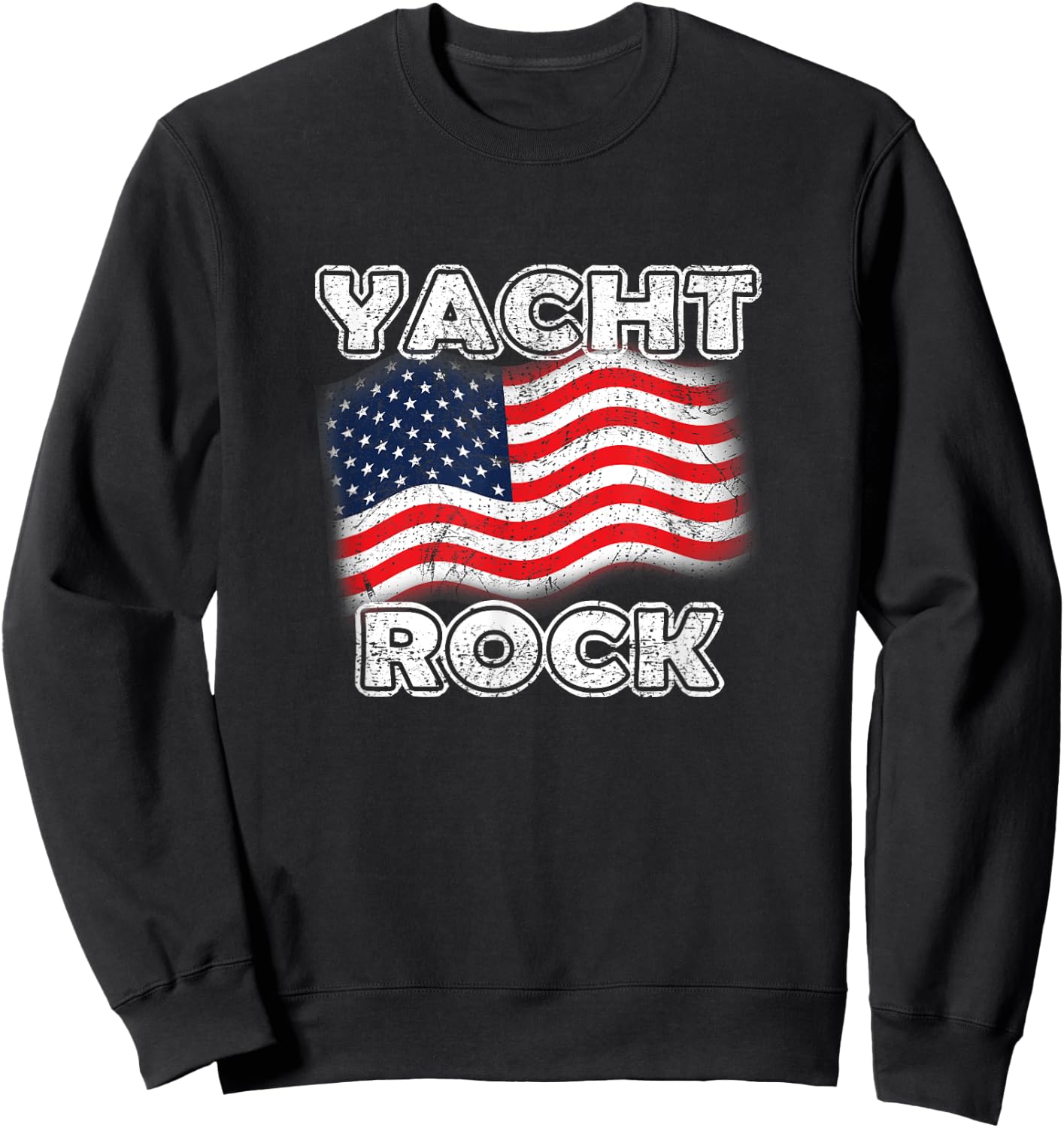 Yacht Rock American Flag Fun July 4th Maritime Vintage Style Women Men Sweatshirt - Sweatshirt | Black