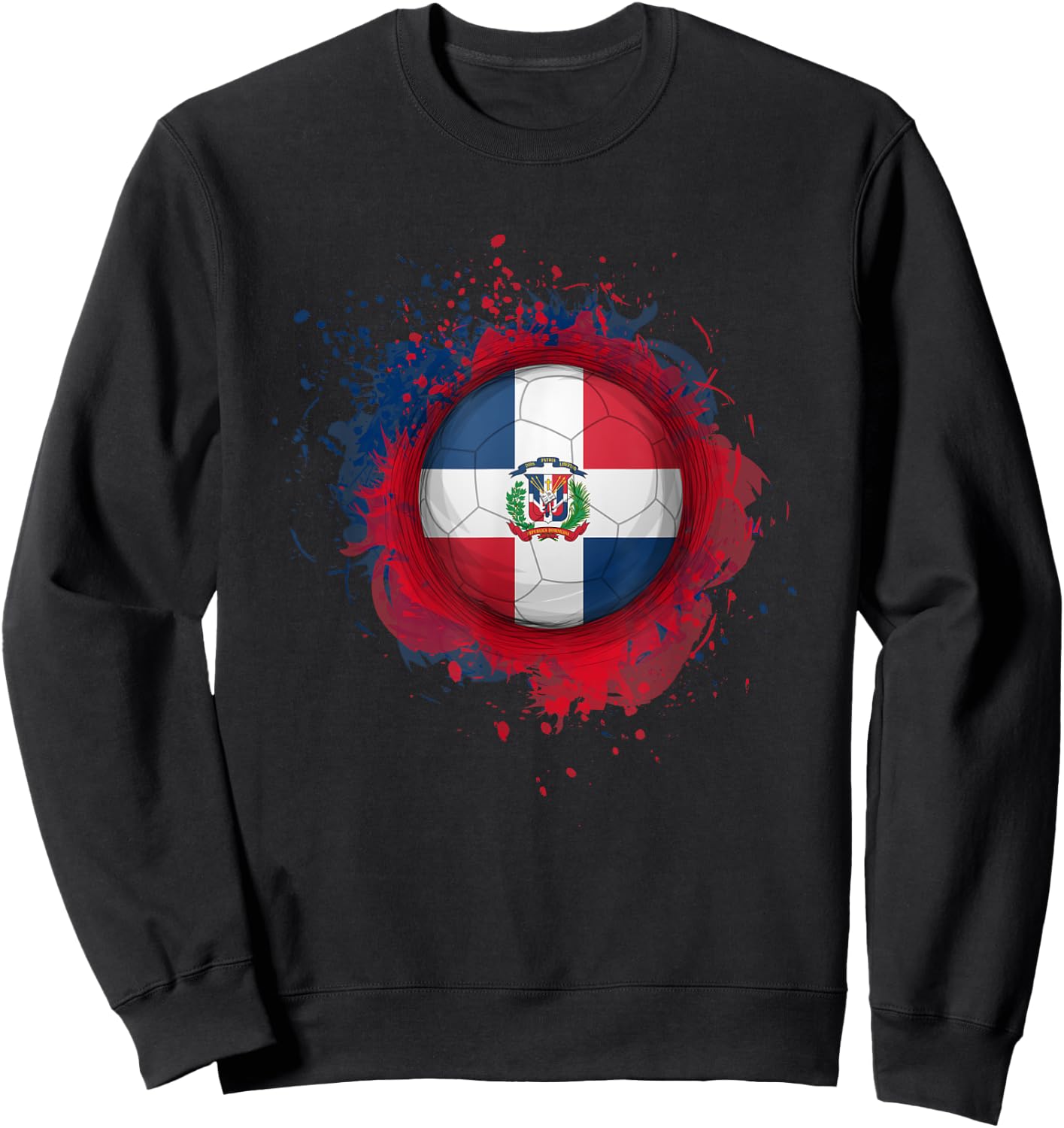 Proud Heritage Dominican Republic Flag Soccer Ball Sweatshirt - Sweatshirt | Black