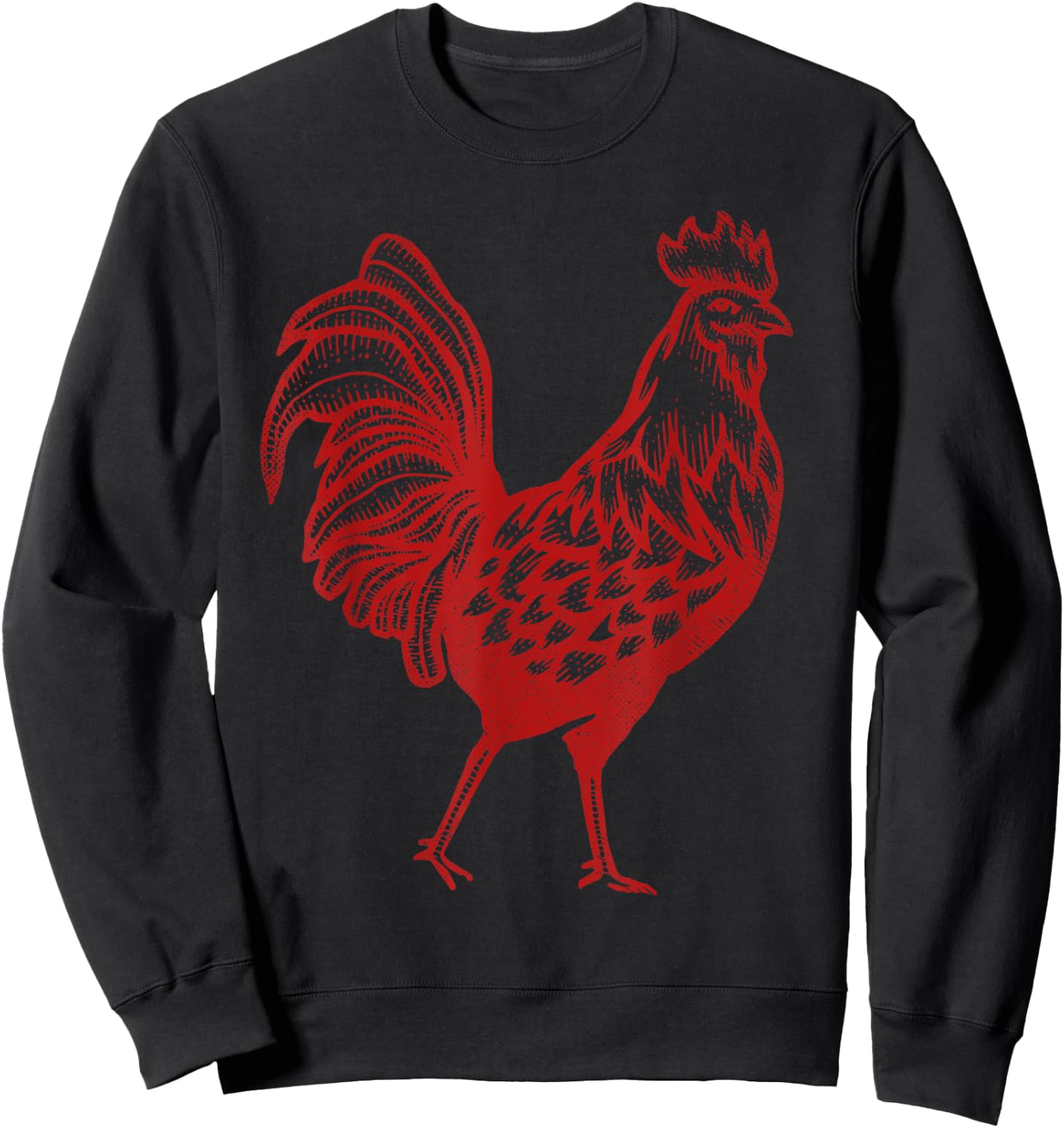 Vintage Red Rooster Farmer Retro Rooster Sweatshirt - Sweatshirt | Black