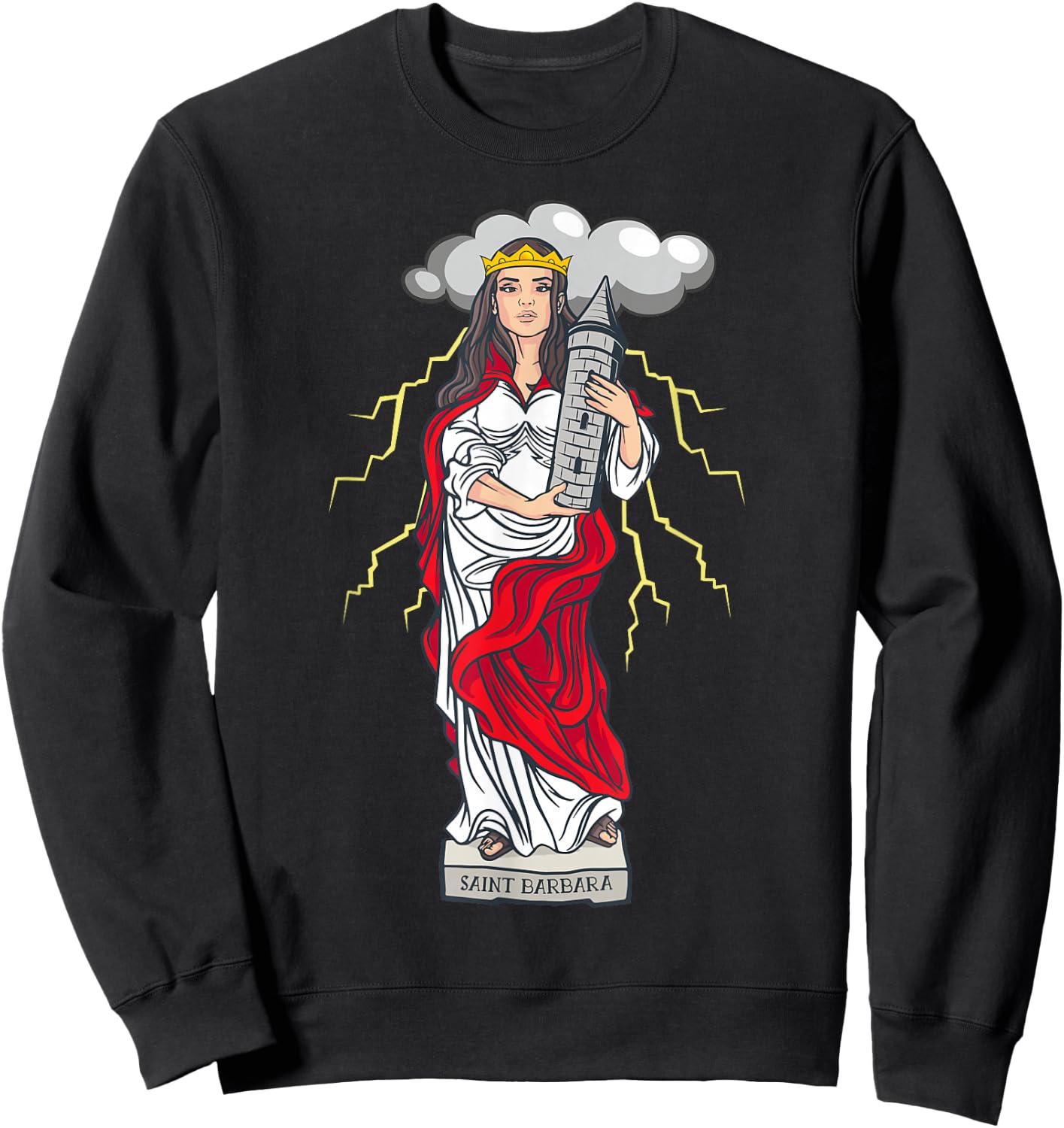 St Barbara Catholic Saint Lightning Storms Sweatshirt - Sweatshirt | Black
