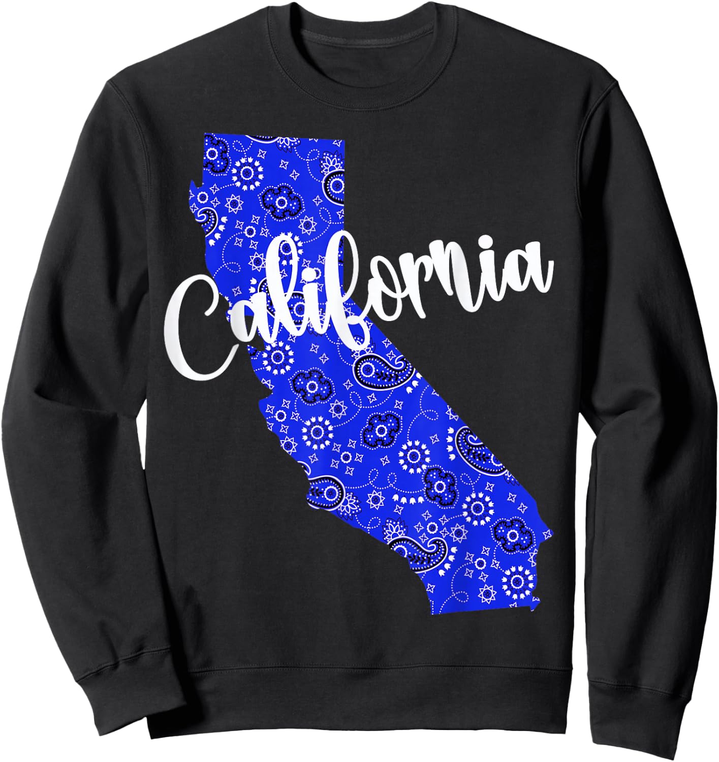Bandana California Blue Bandanna Pattern State Pride Sweatshirt - Sweatshirt | Black