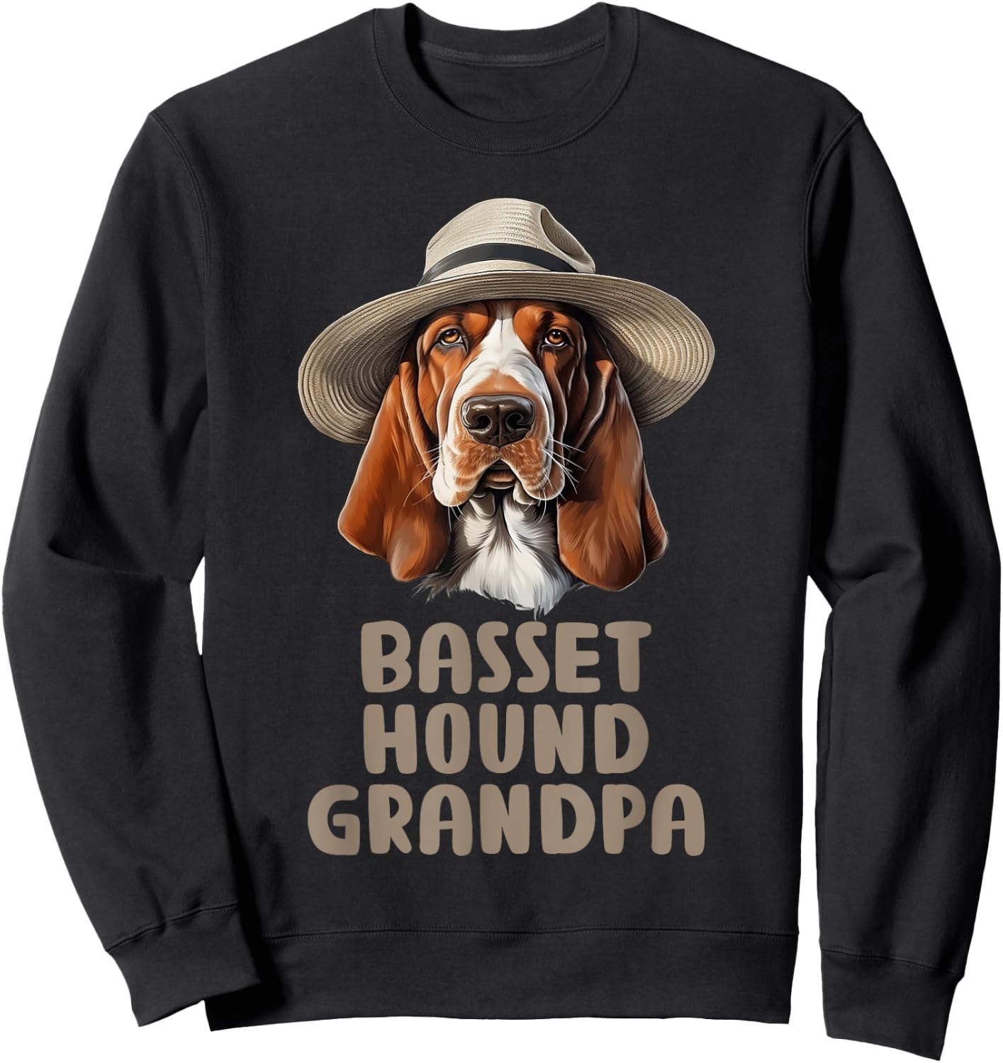Basset Hound Grandpa Dog Lover Gift Funny Basset Hound Owner Sweatshirt - Sweatshirt | Black