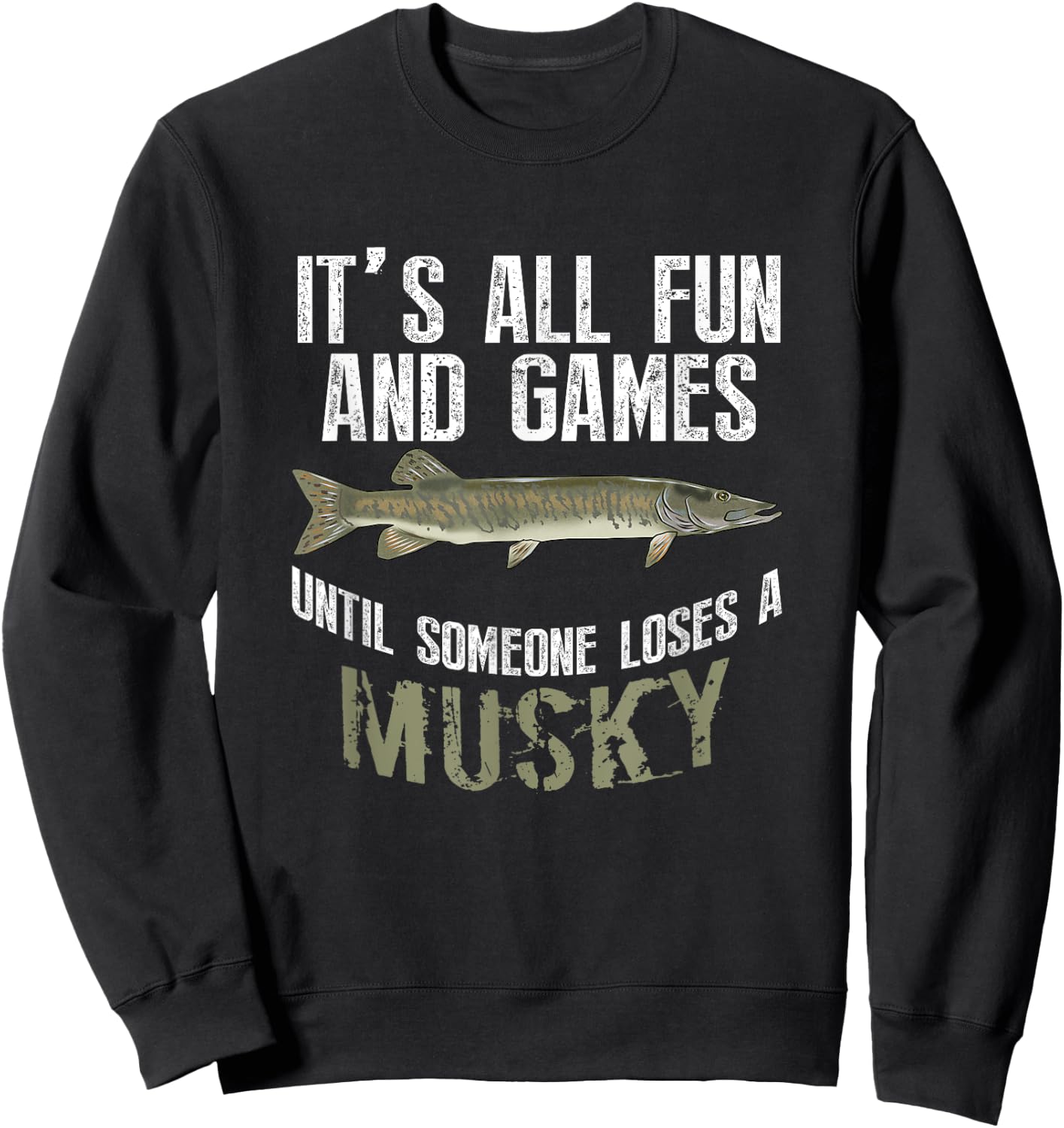 Funny Musky Fishing Muskellunge Freshwater Fish Angler Gift Sweatshirt - Sweatshirt | Black