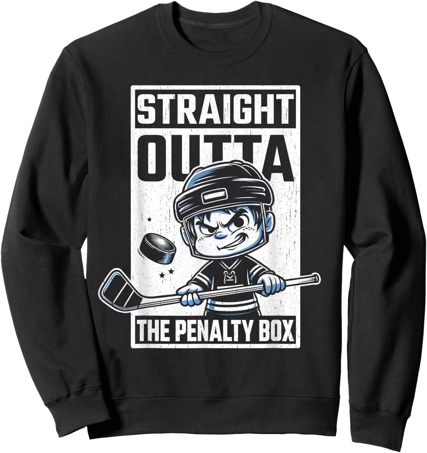 Straight Outta The Penalty Box Funny Boys Youth Kids Hockey Sweatshirt - Sweatshirt | Black