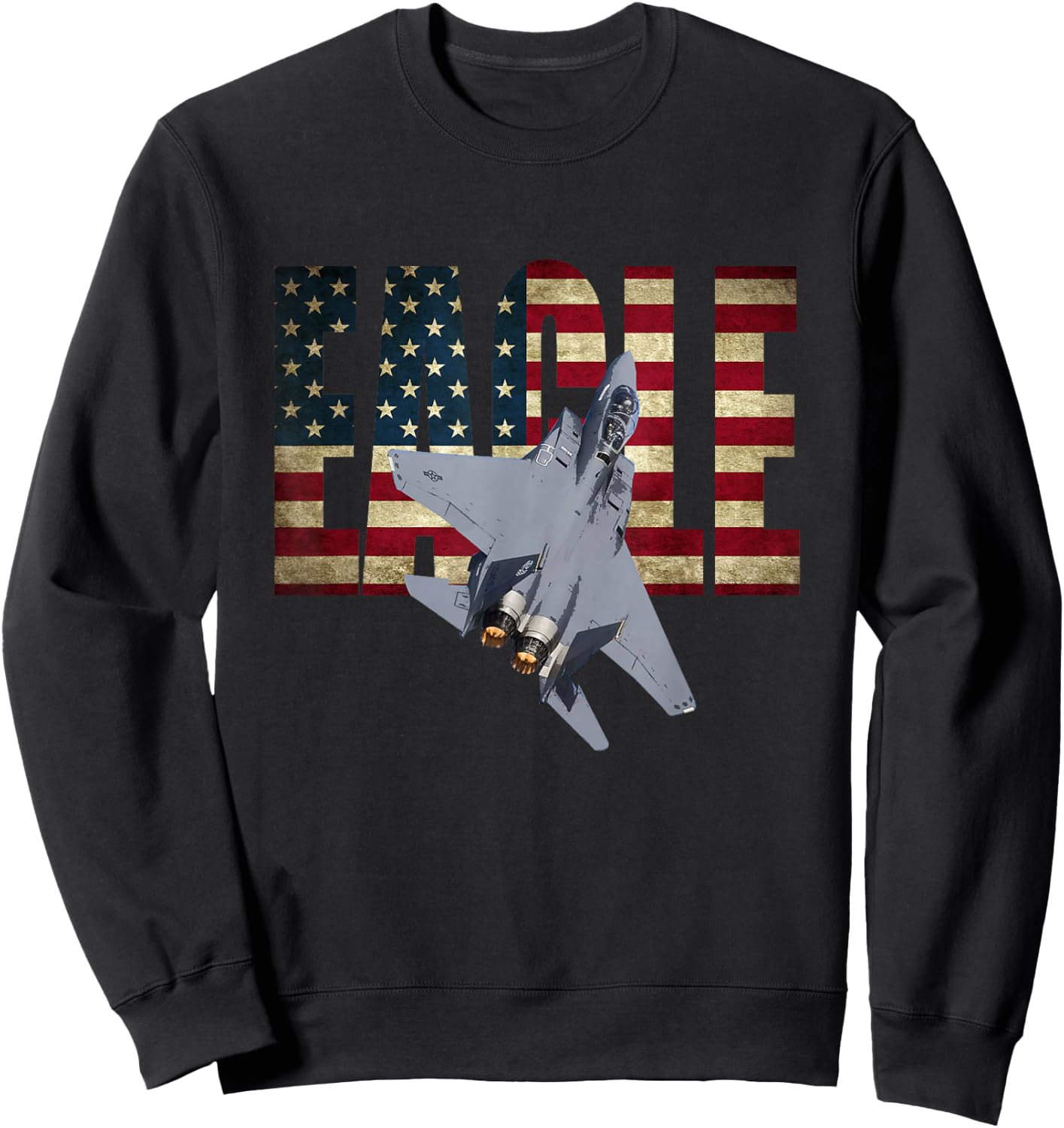 F-15 Eagle US American Flag Sweatshirt - Sweatshirt | Black