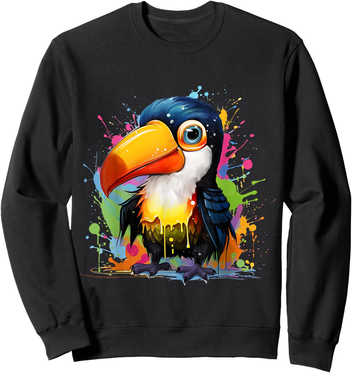 Small toucan with colorful splashes of paint Sweatshirt - Sweatshirt | Black