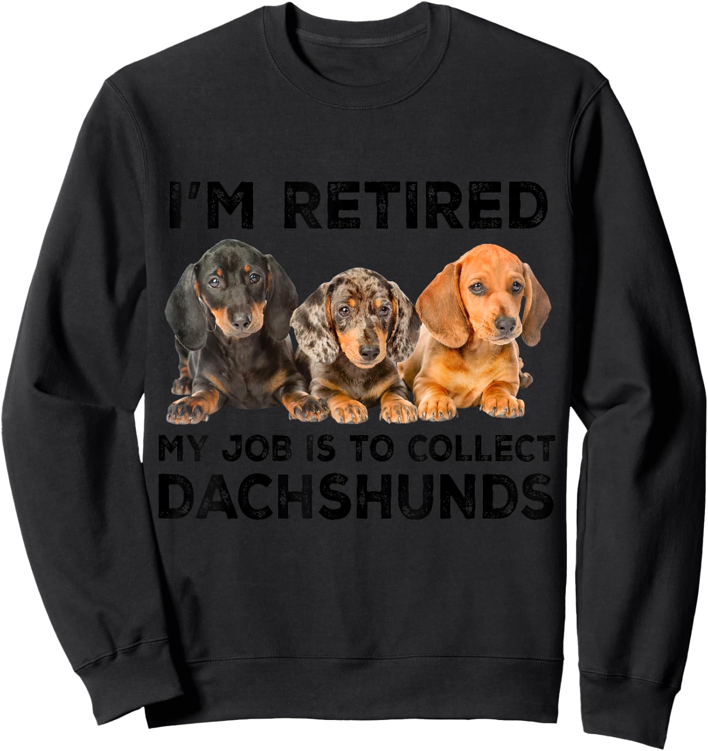 I'm Retired My Job Is To Collect Dachshunds Funny Dog Lovers Sweatshirt - Sweatshirt | Black