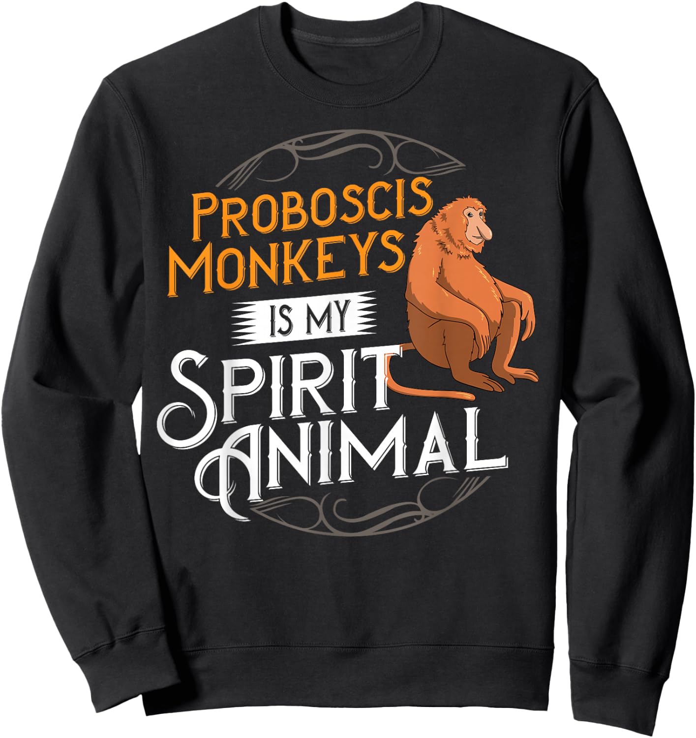 Proboscis Monkey Funny Long Nosed Monkeys Sweatshirt - Sweatshirt | Black