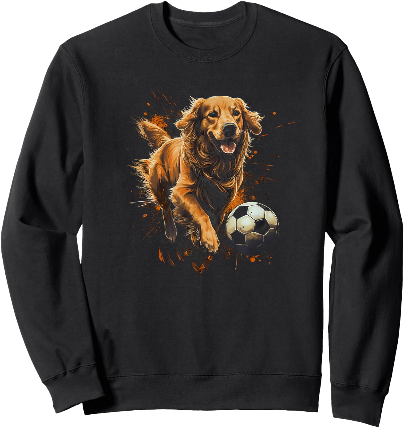 Golden Retriever Playing Soccer Sweatshirt - Sweatshirt | Black