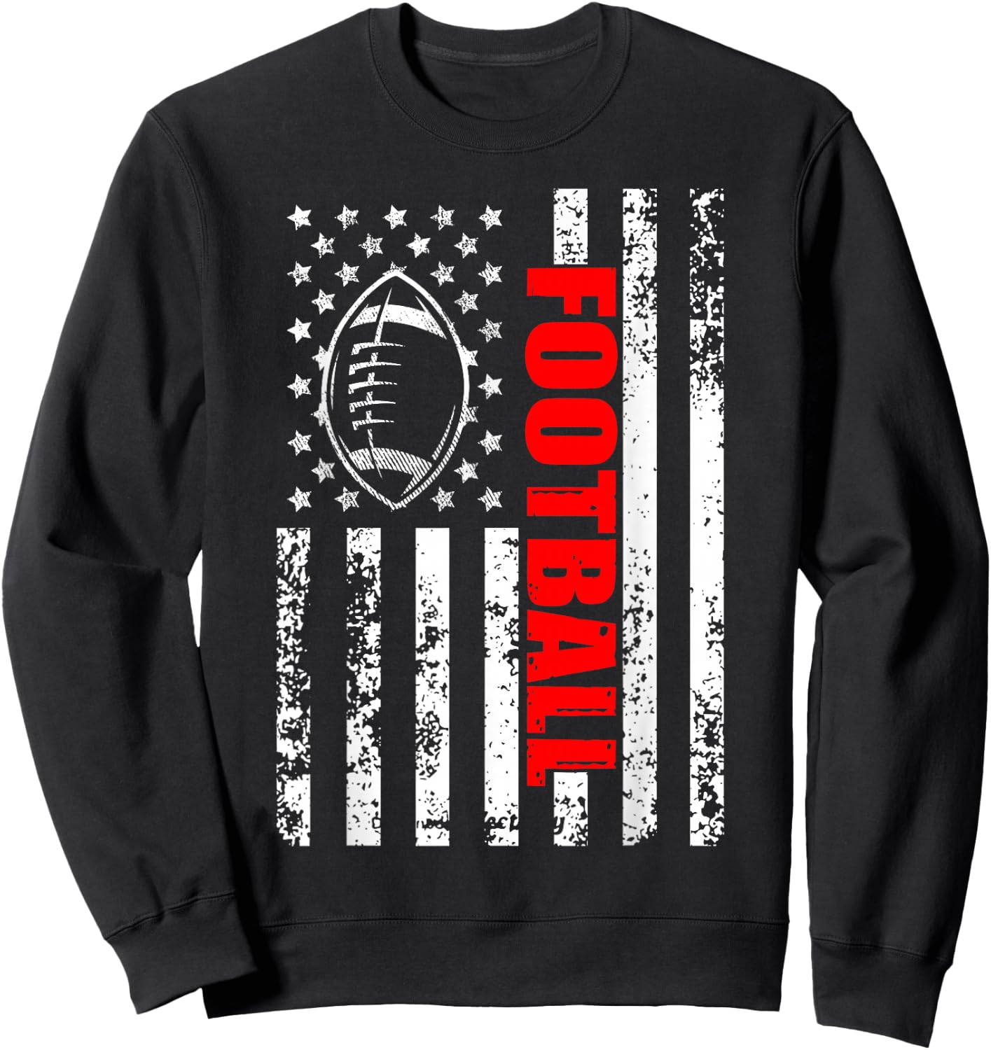 American Flag Football Patriotic Football Sweatshirt - Sweatshirt | Black