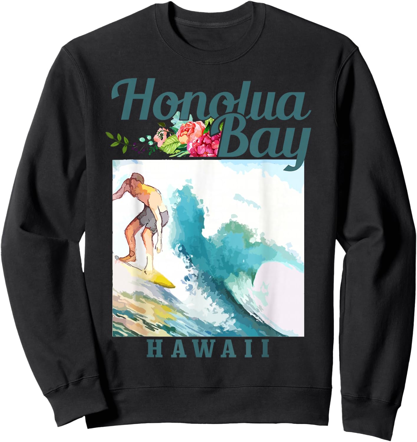 Honolua Bay Hawaii Surfing Hawaiian Surf Vintage Surfer Sweatshirt - Sweatshirt | Black