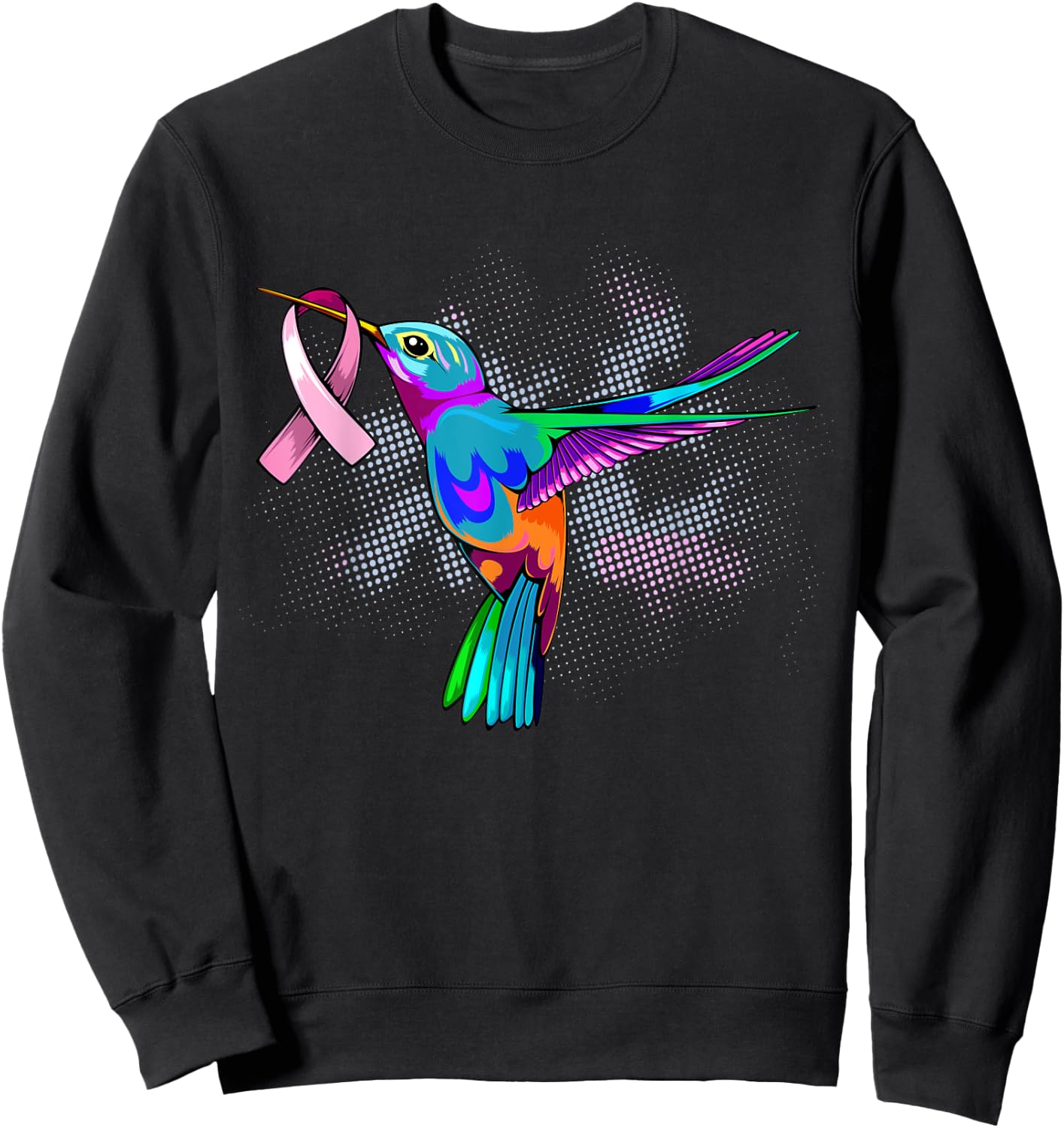 Hummingbird Breast Cancer Awareness Month Pink Ribbon Sweatshirt - Sweatshirt | Black