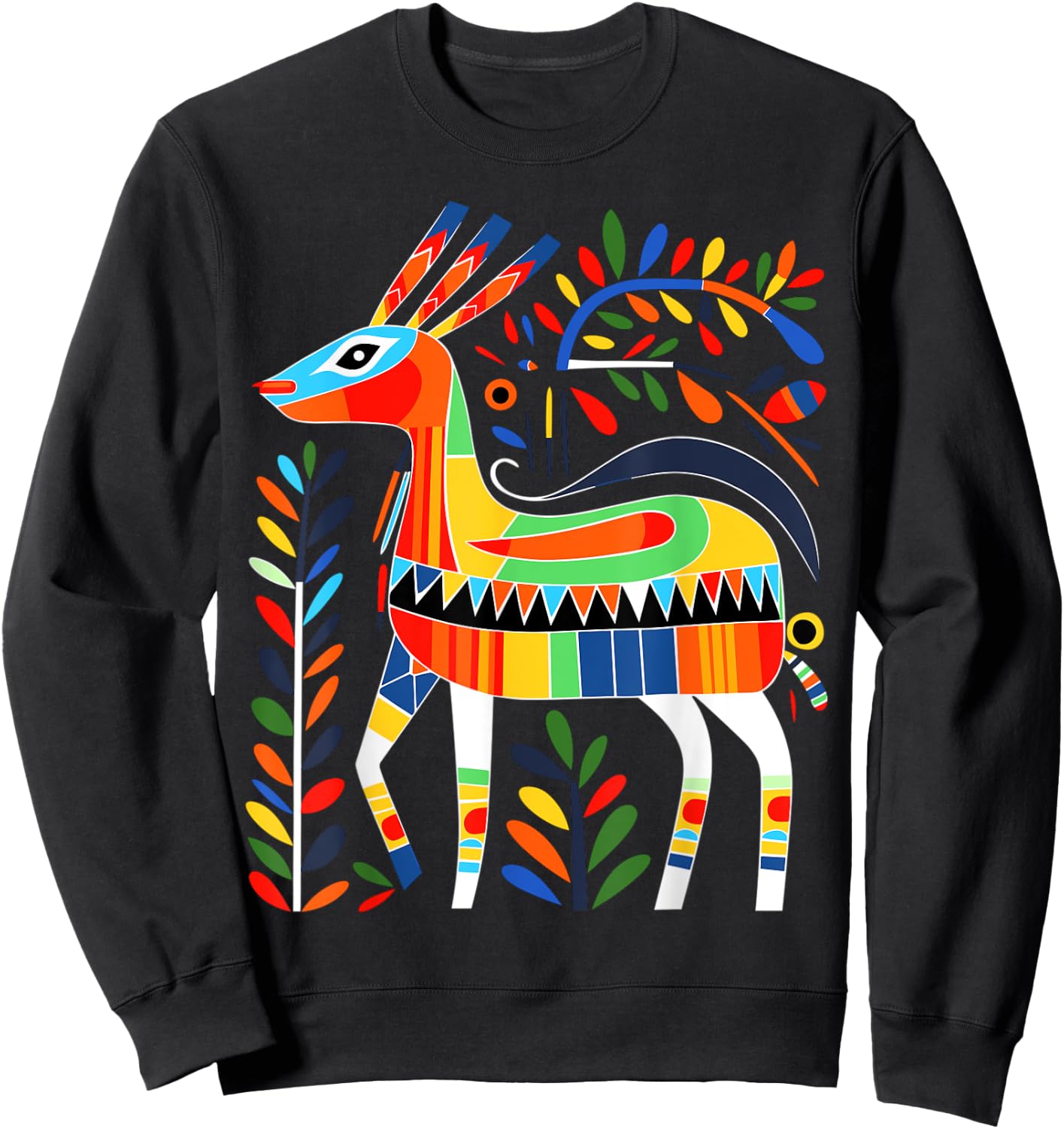 Native American Deer Pacific Northwest Coastal Art Sweatshirt - Sweatshirt | Black