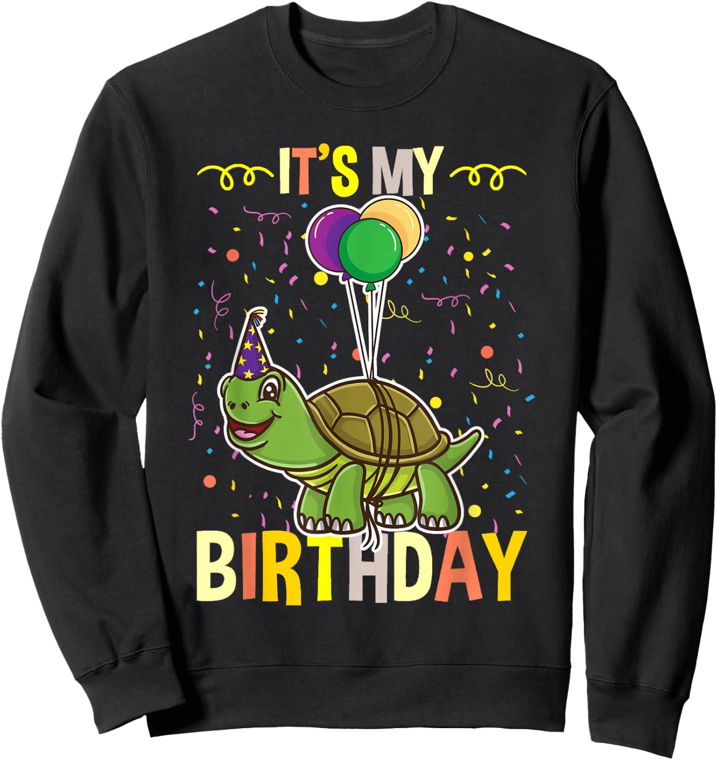Its My Birthday Turtle Sweatshirt - Sweatshirt | Black