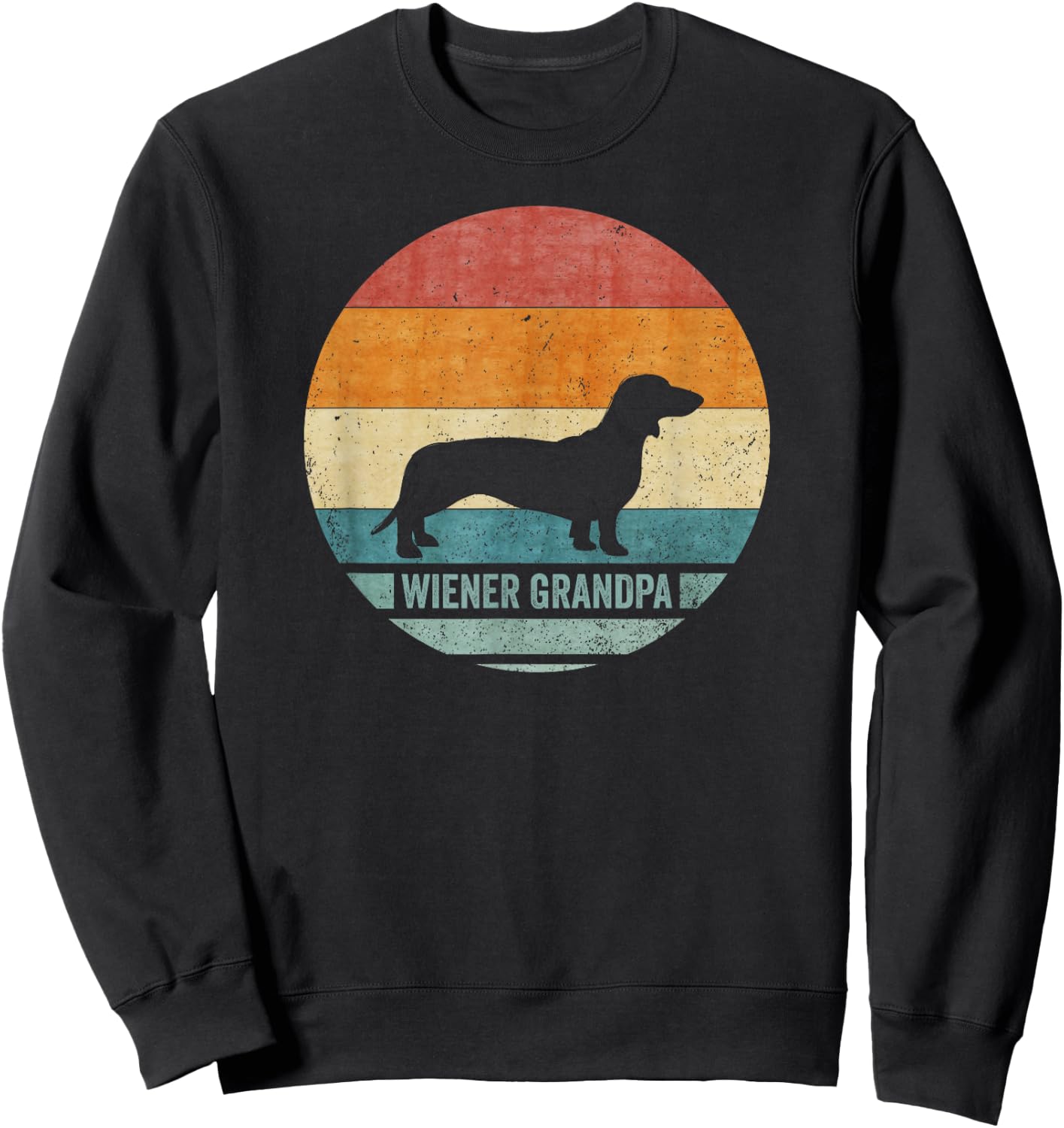 Vintage Retro Dachshund Grandpa Wiener Silhouette Puppy Love Sweatshirt - Sweatshirt | Black