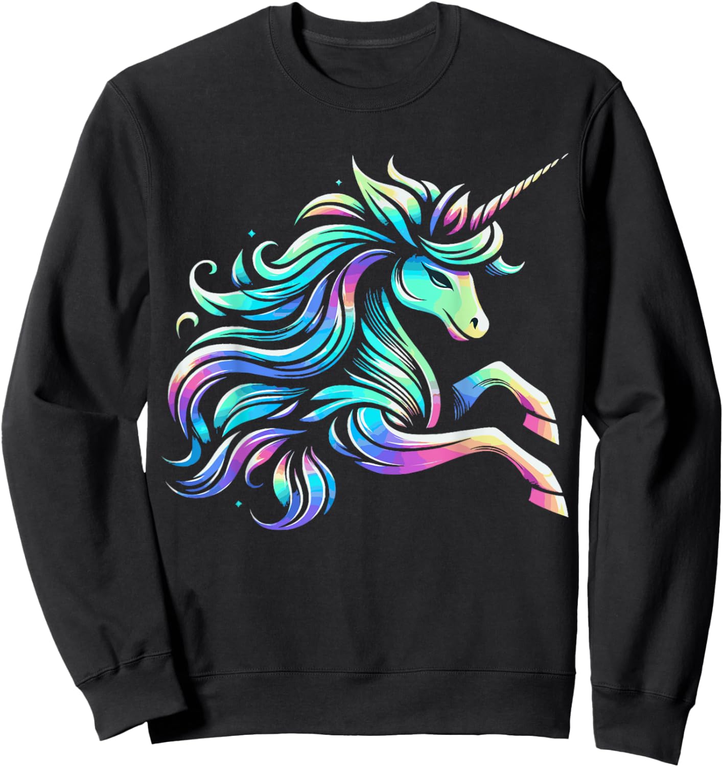 Mythical Unicorn Magical Fantasy Vibrant Colors Enchanted Sweatshirt - Sweatshirt | Black