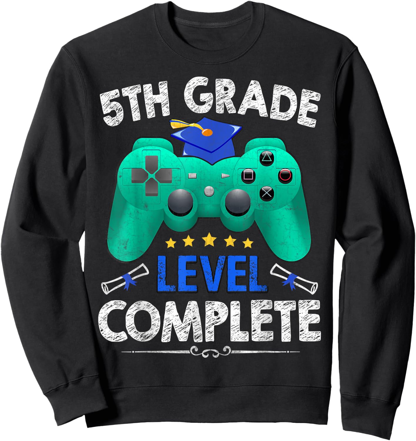 5th Grade Level Complete Gamer Class Of 2025 Graduation Sweatshirt - Sweatshirt | Black