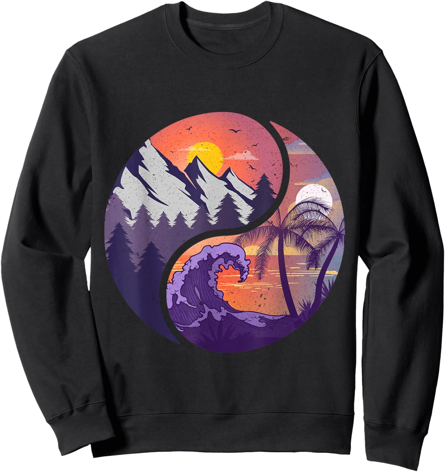 Yin Yang Mountains & Beachscapes Sweatshirt - Sweatshirt | Black