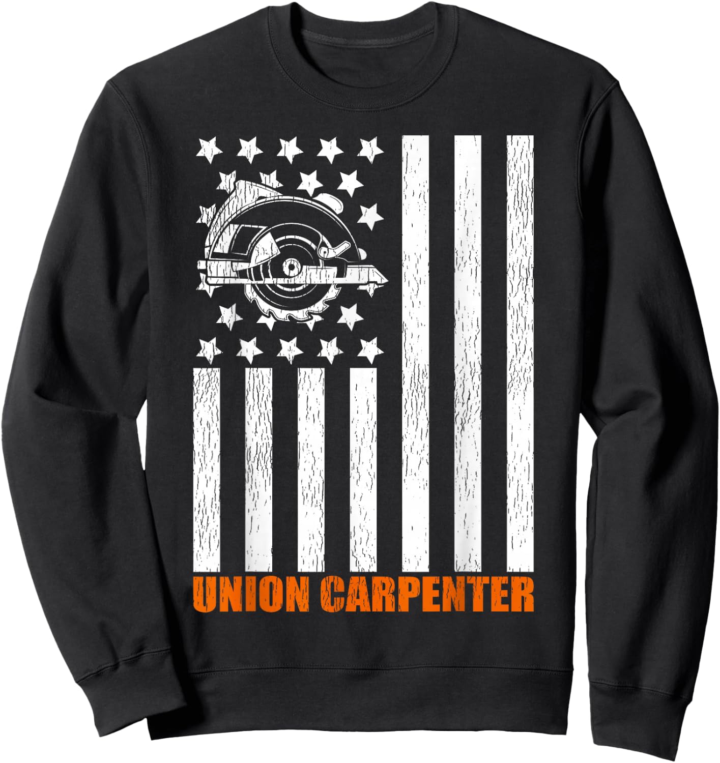 Union Carpenter Patriotic American Flag Women Men Sweatshirt - Sweatshirt | Black