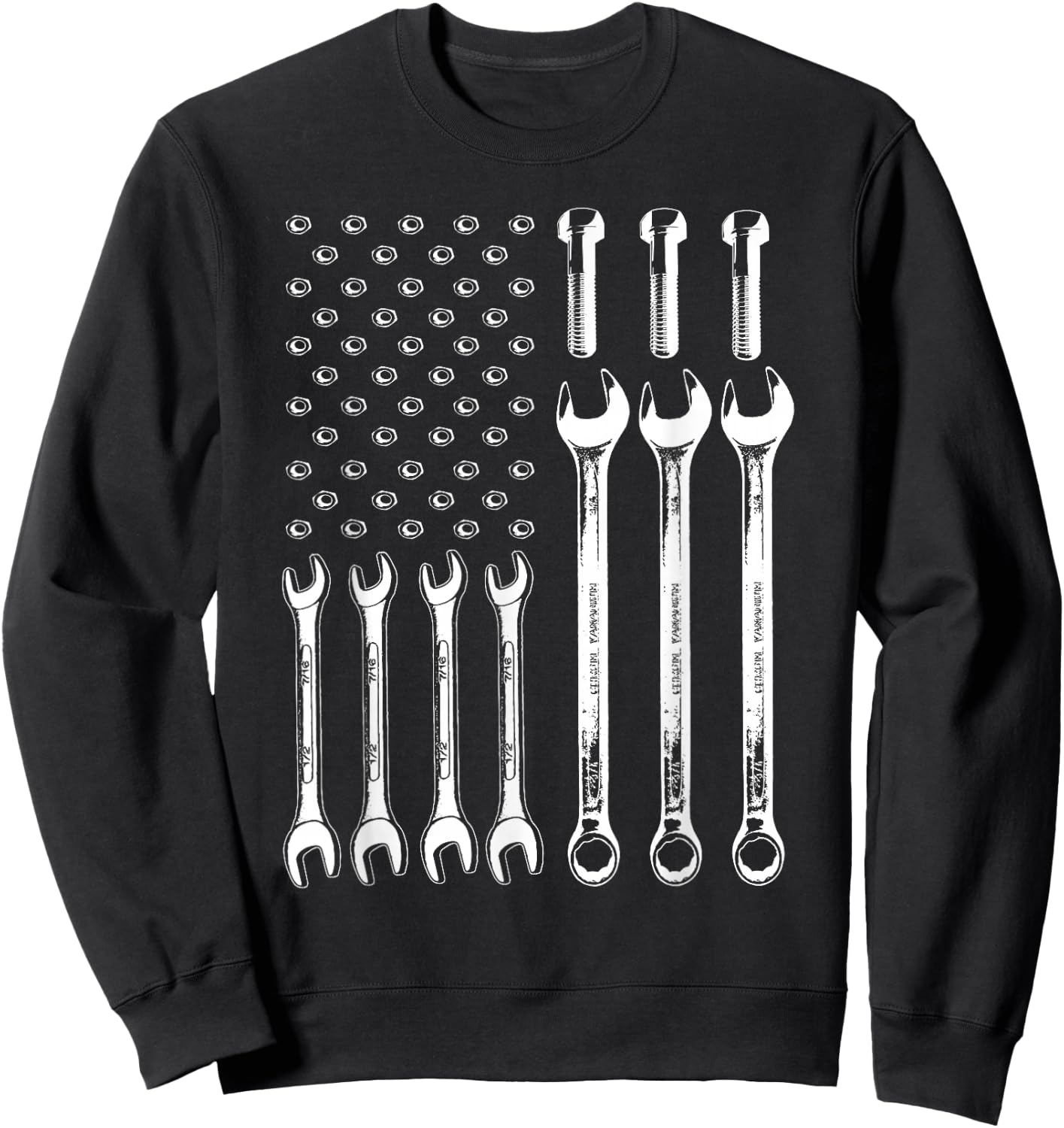 American Flag Mechanic Patriotic Wrench Repairman Men Gifts Sweatshirt - Sweatshirt | Black