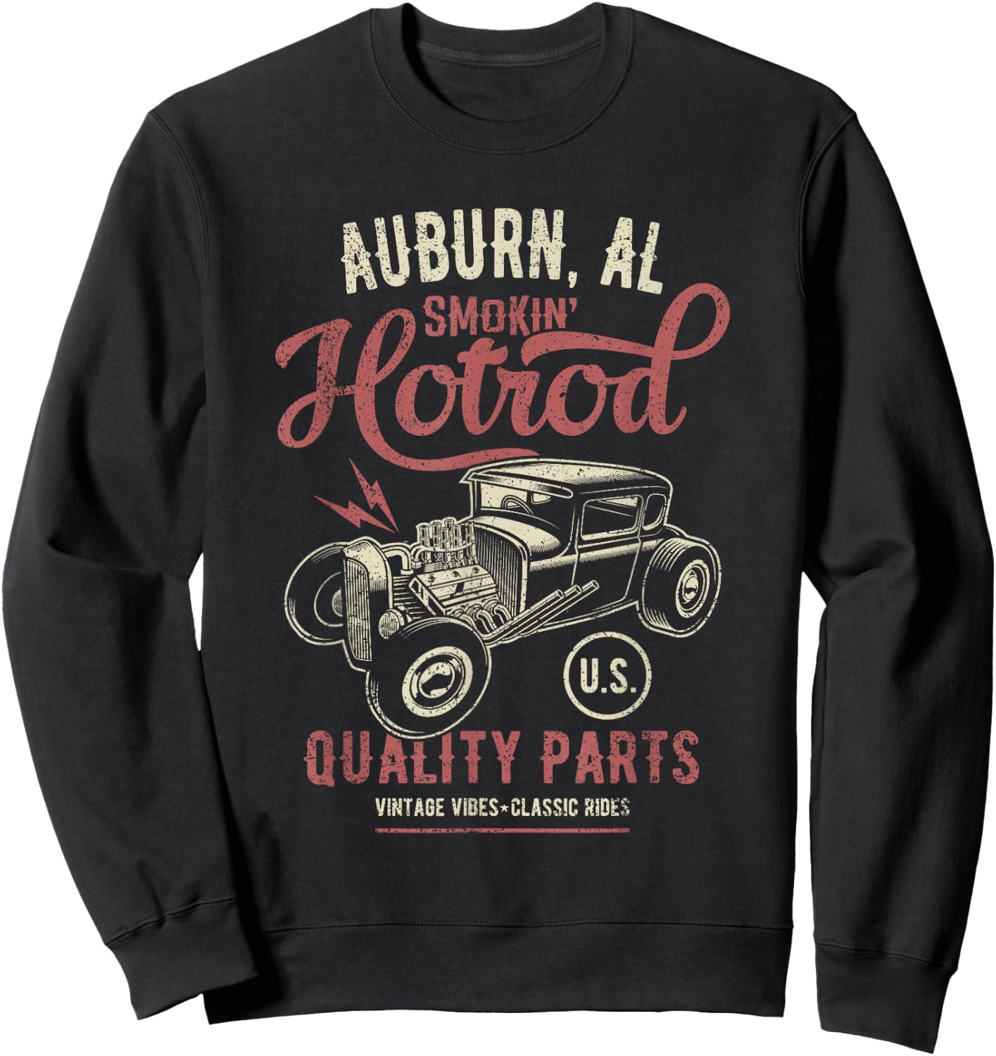 Auburn AL USA Hotrod Vintage Style Car Distressed Design Sweatshirt - Sweatshirt | Black