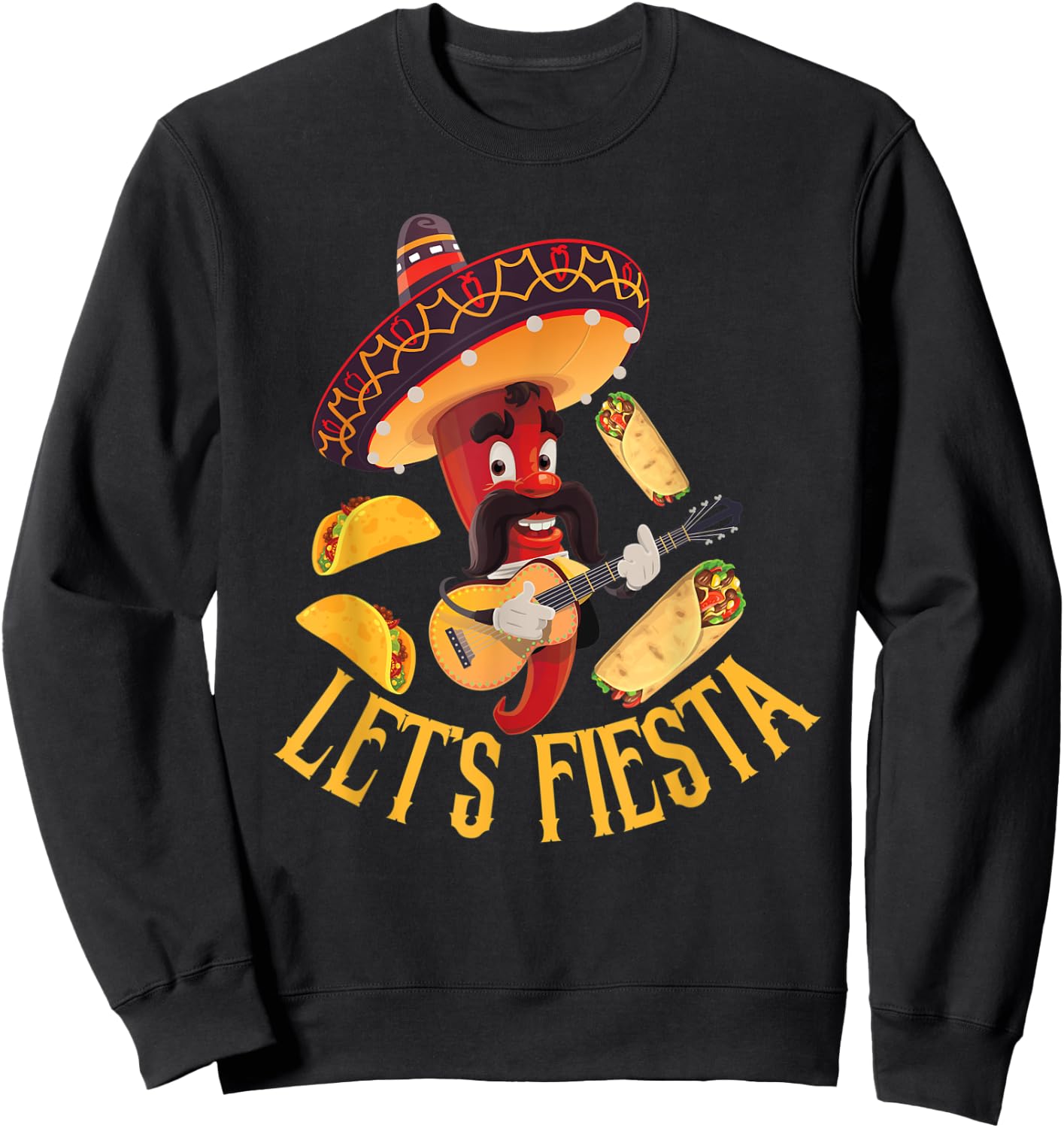 Let's Fiesta tacos Burrito Cool Mexican Party cinco de mayo Sweatshirt - Sweatshirt | Black