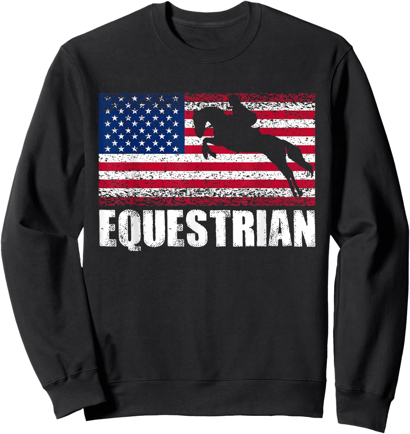 Equestrian Sports, American Flag, USA America, Horse Riding Sweatshirt - Sweatshirt | Black