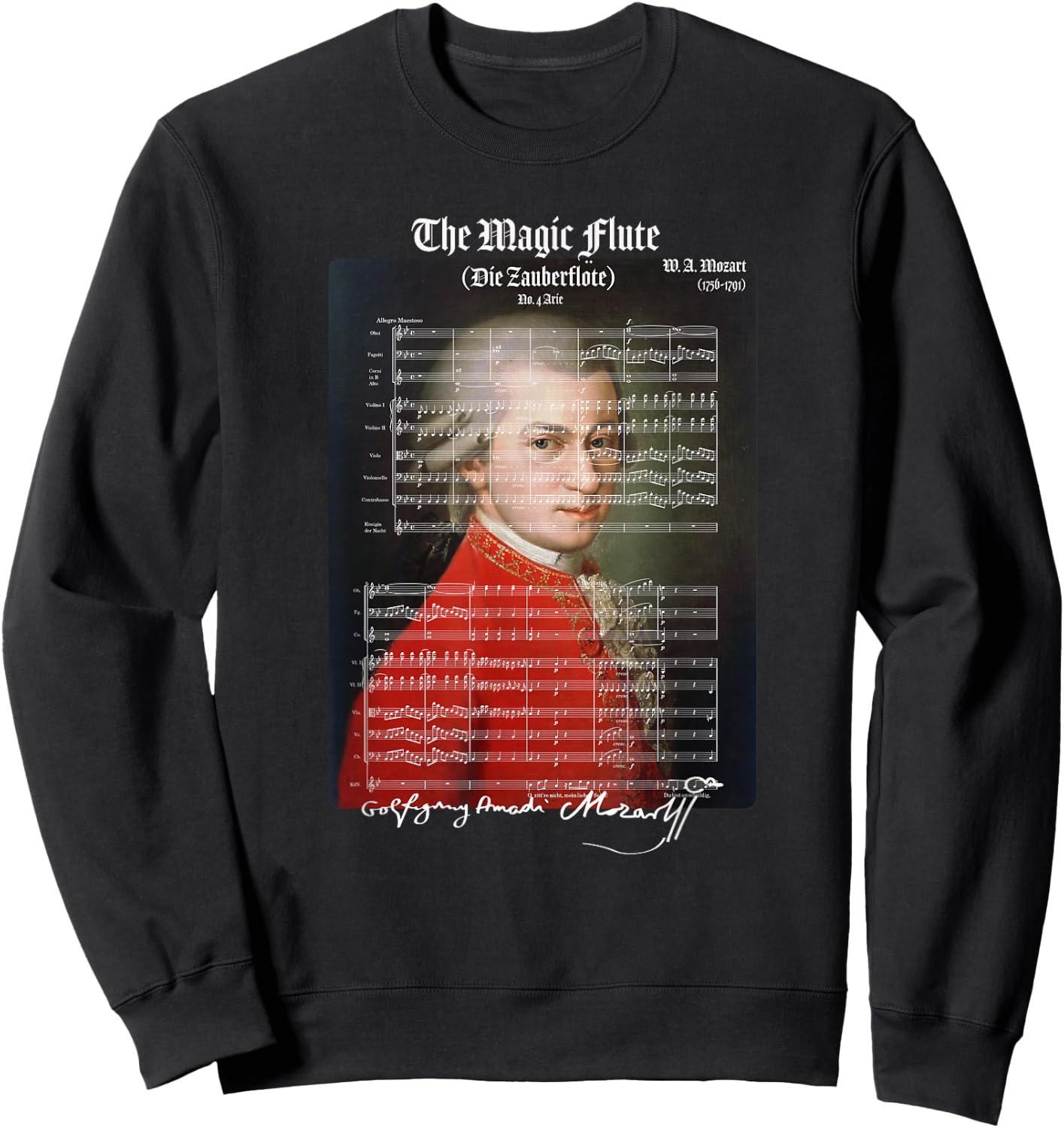 Mozart Lovers The Magic Flute Aria 4 Design Sweatshirt - Sweatshirt | Black