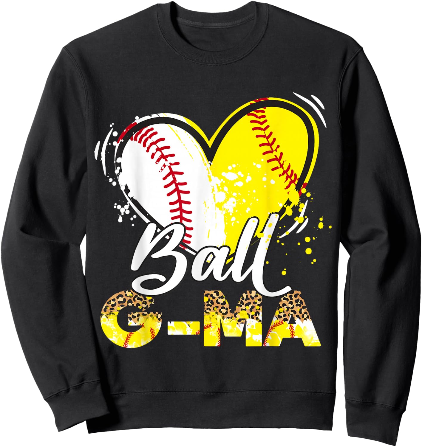 G-Ma of Both Baseball Softball Sport Matching Family Party Sweatshirt - Sweatshirt | Black