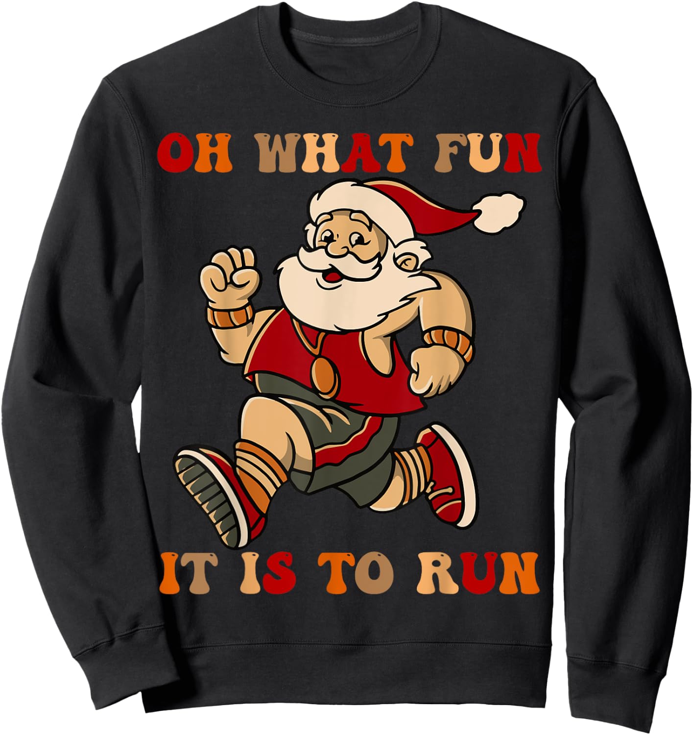 Sarcastic Santa Running Last Minute Christmas Runner Sweatshirt - Sweatshirt | Black