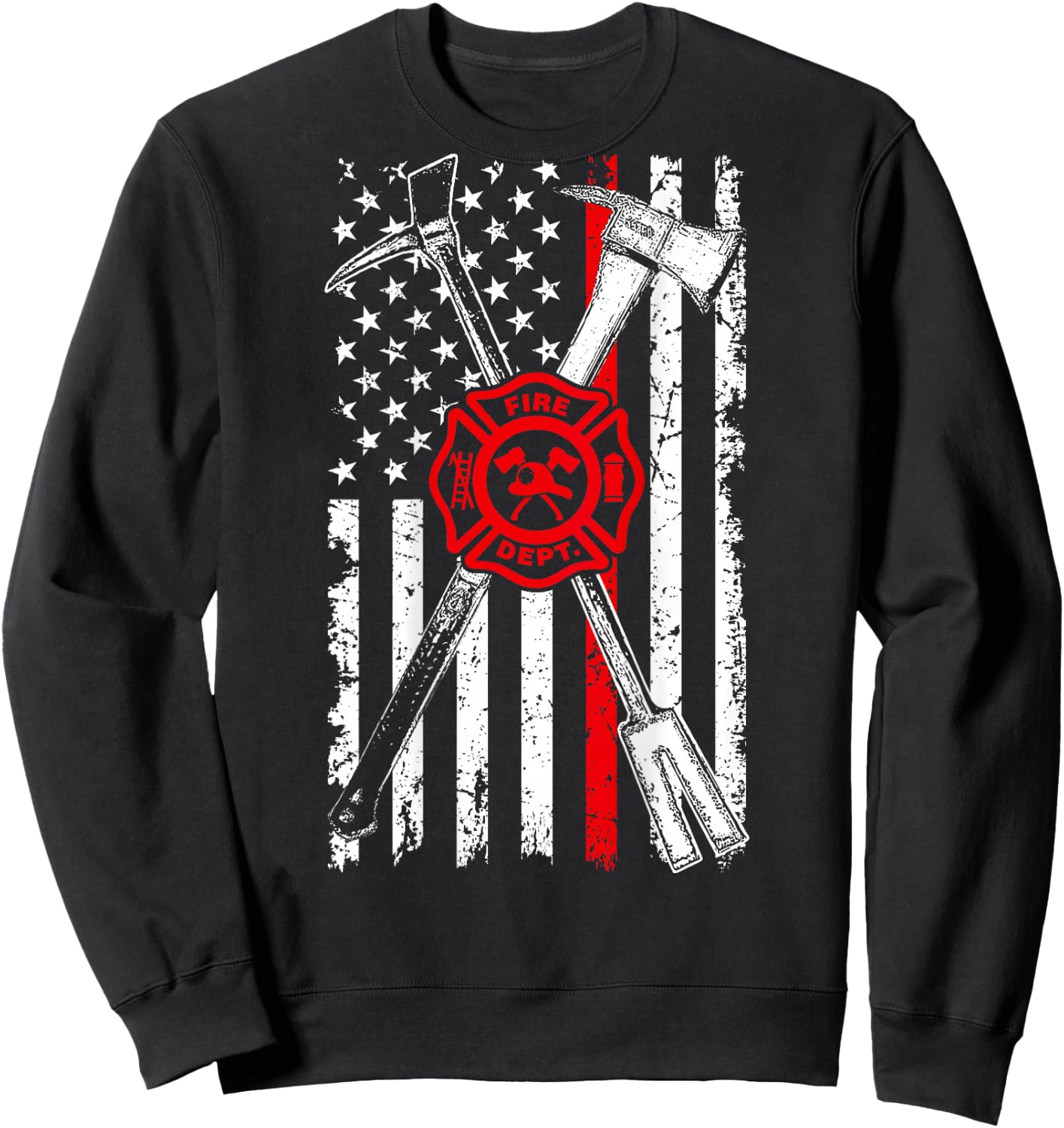 Firefighter Son Patriotic Gifts Axe Halligan Thin Red Line Men Sweatshirt - Sweatshirt | Black