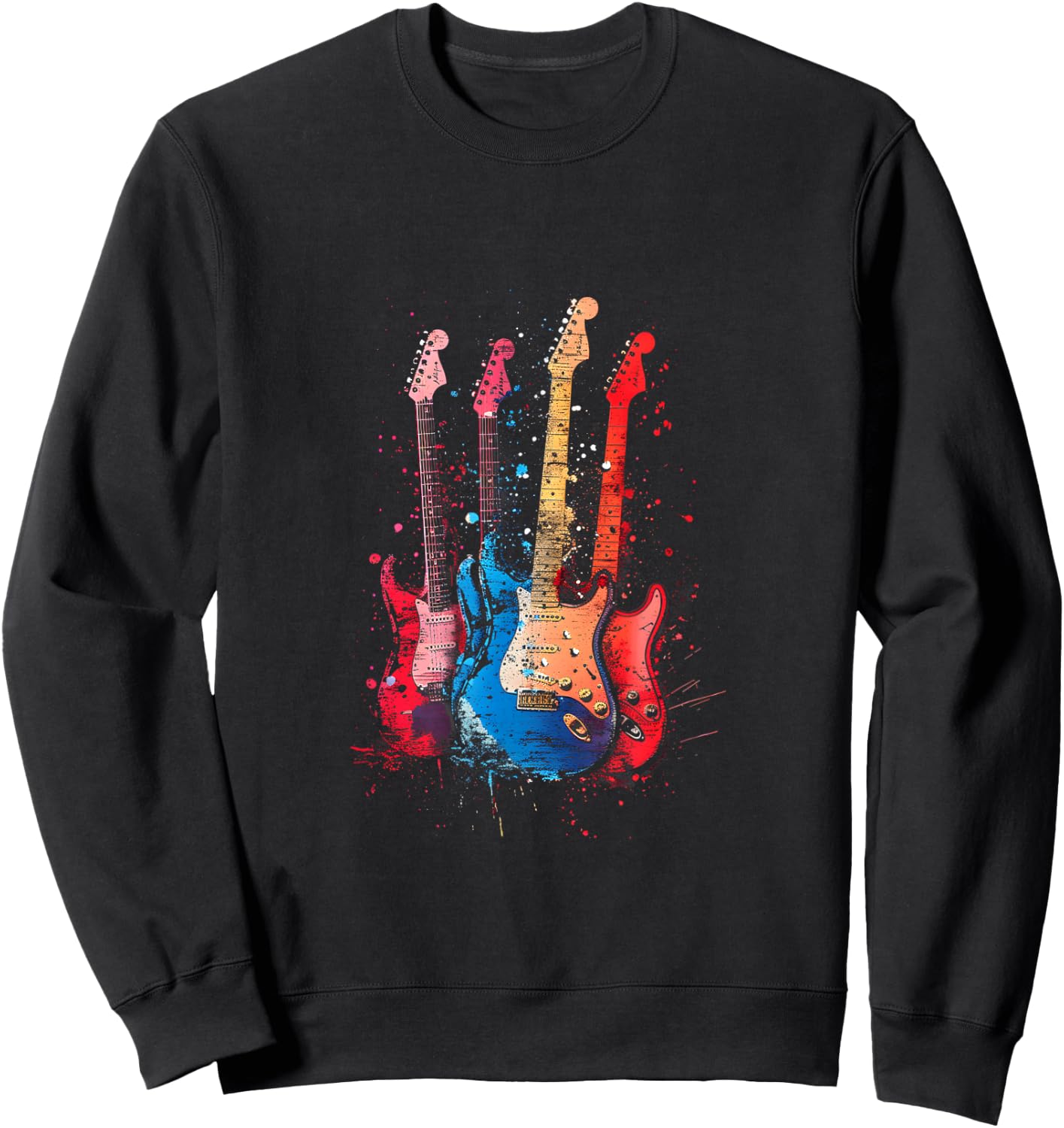 Electric Guitar Boys Guitars For Guitarist Men Retro Band Sweatshirt - Sweatshirt | Black