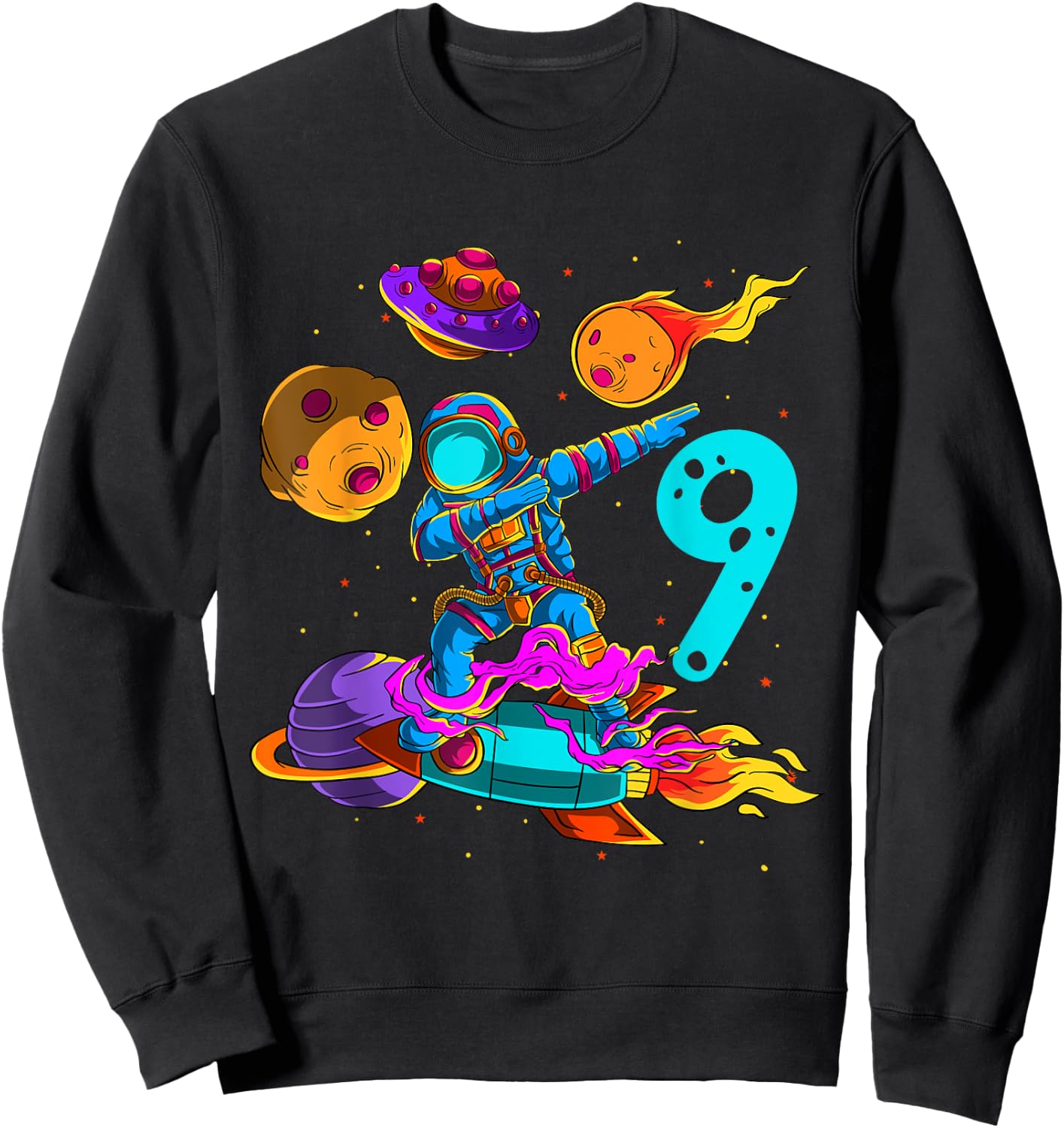 9 years Birthday Boys Astronaut 9th Birthday Boys Astronaut Sweatshirt - Sweatshirt | Black