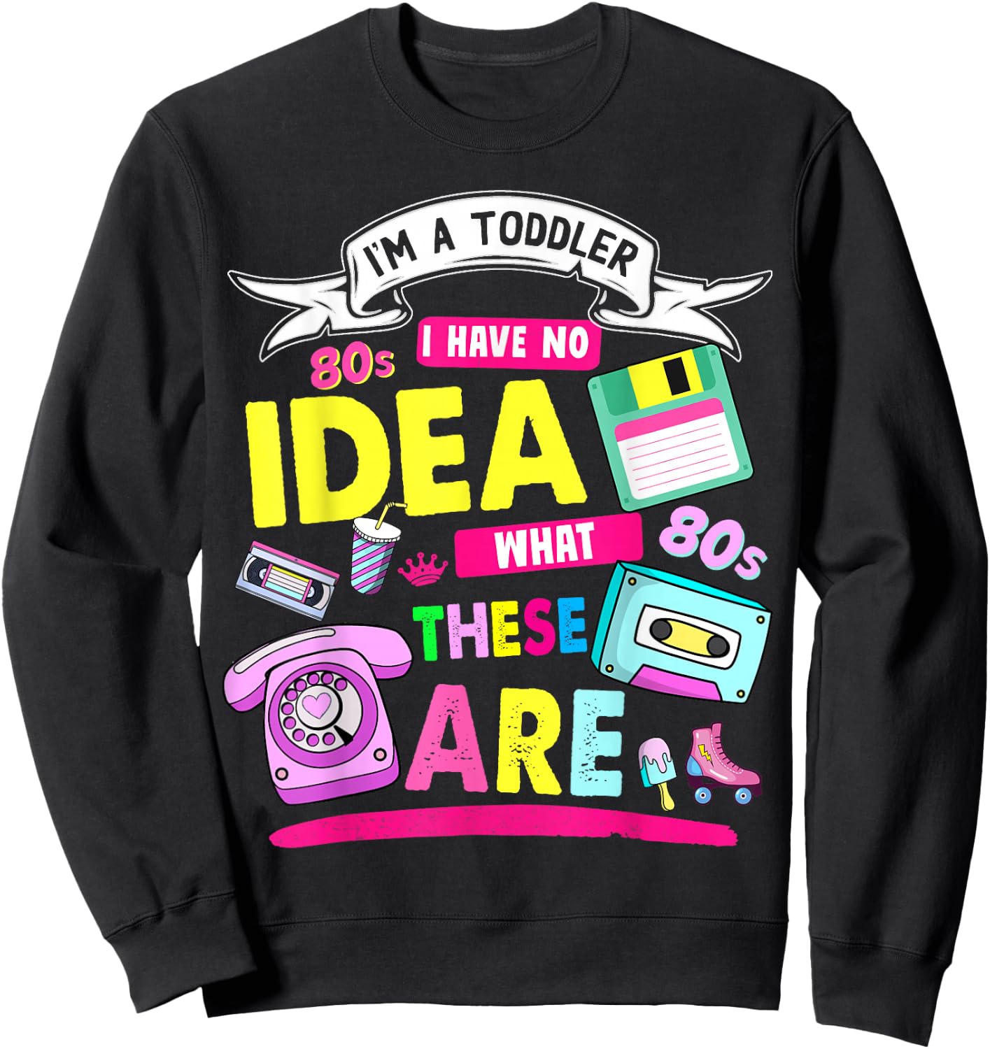 80s Outfit Ideas for Toddlers & 80s Theme Kids 80s Nostalgia Sweatshirt - Sweatshirt | Black