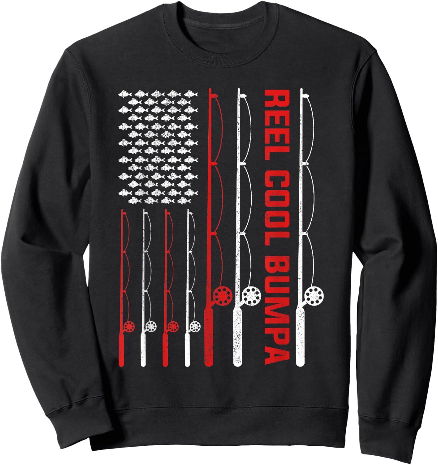 Reel Cool Bumpa Father's Day Fishing American Flag Women Men Sweatshirt - Sweatshirt | Black