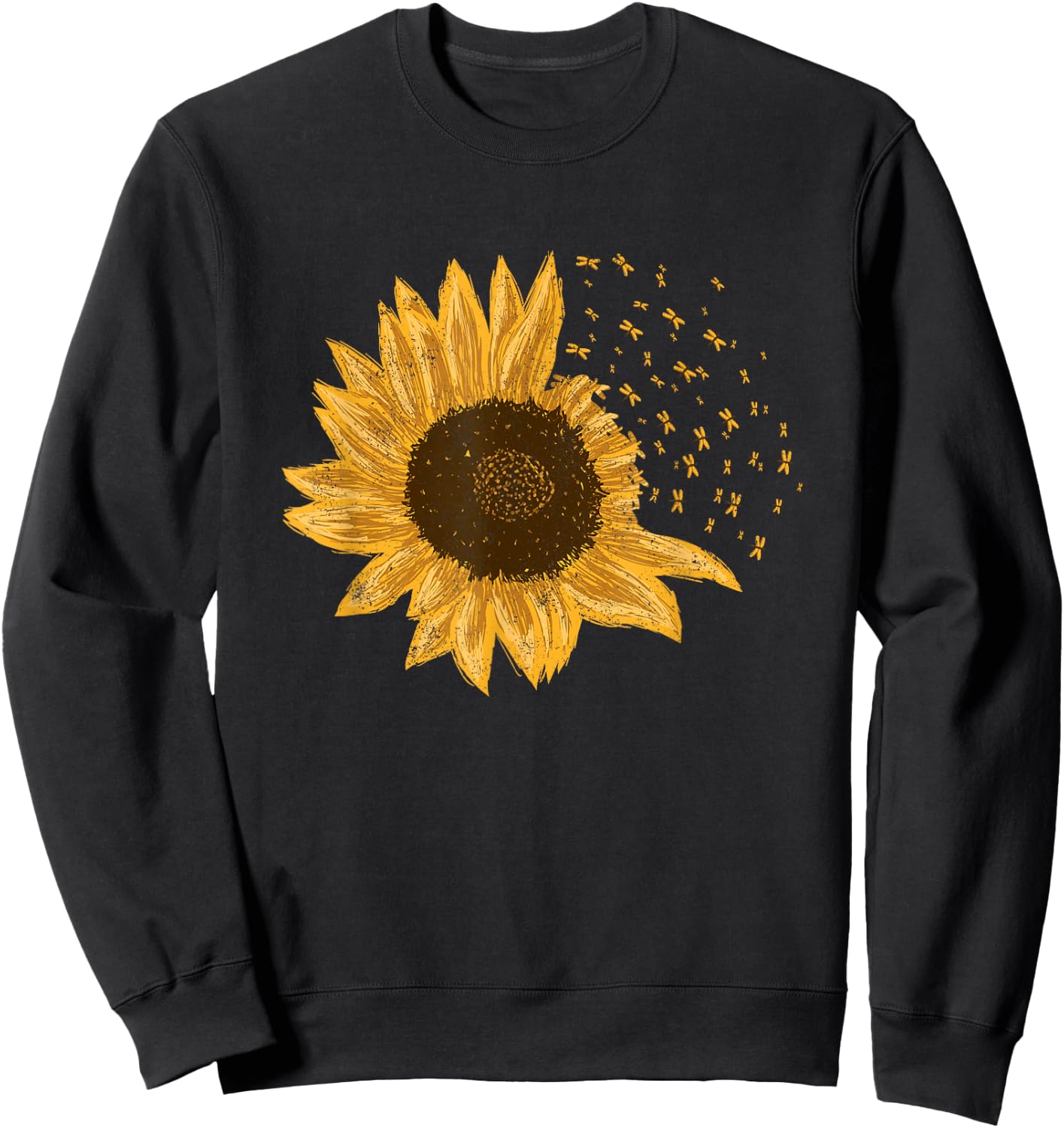 Sunflower Dragonflies Sunflower Summer Rustic Men Women Girls Kids Sweatshirt - Sweatshirt | Black